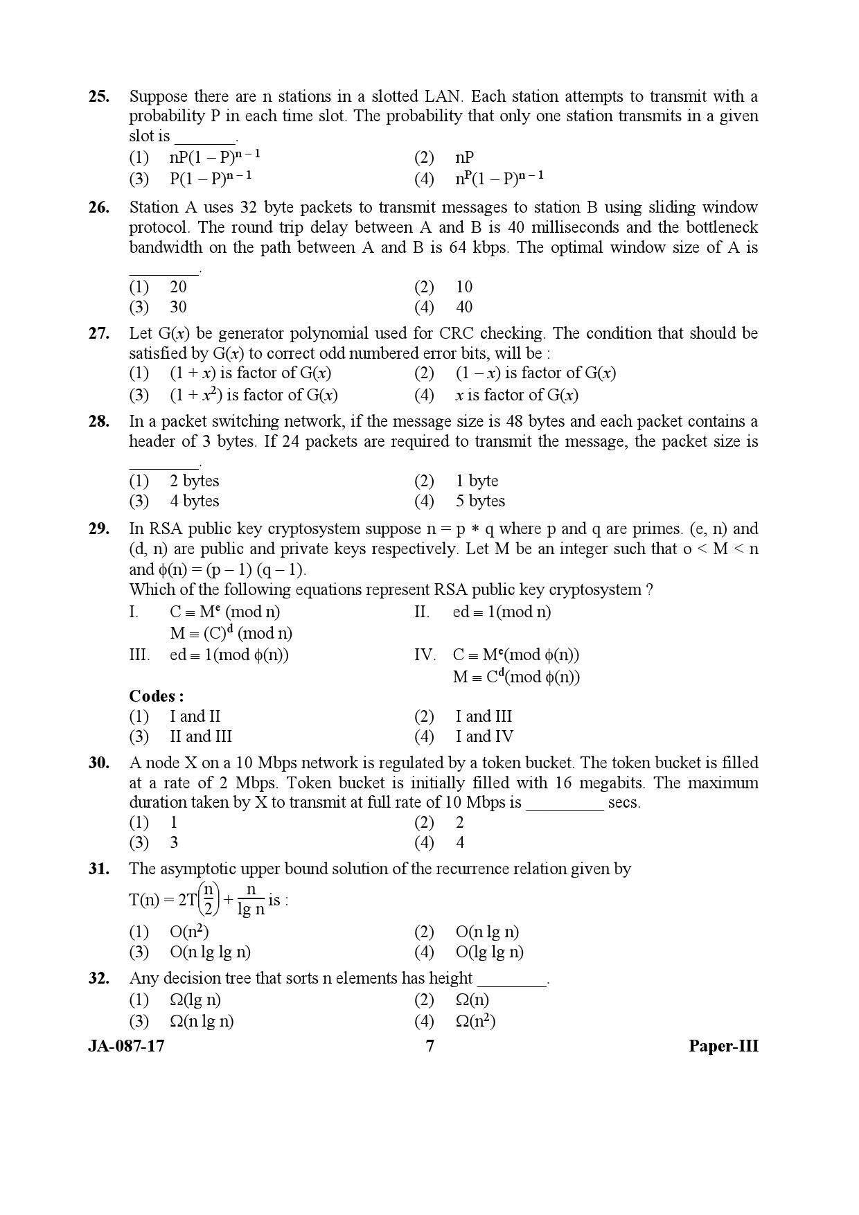 UGC NET Computer Science and Applications Question Paper III January 2017 7