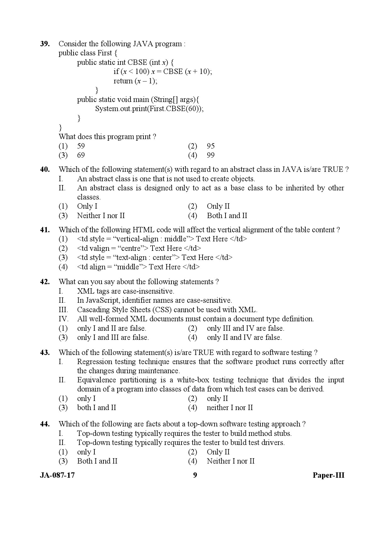 UGC NET Computer Science and Applications Question Paper III January 2017 9