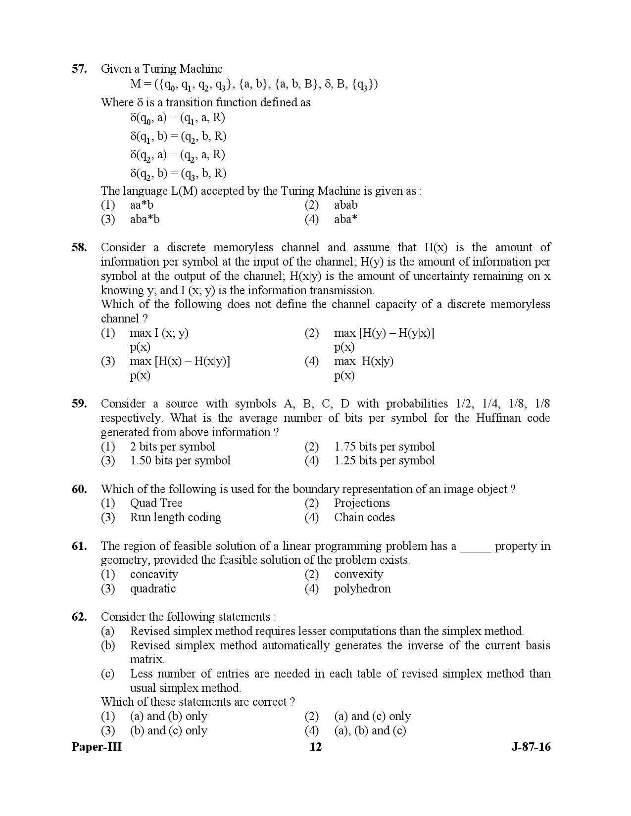 UGC NET Computer Science and Applications Question Paper III July 2016 12