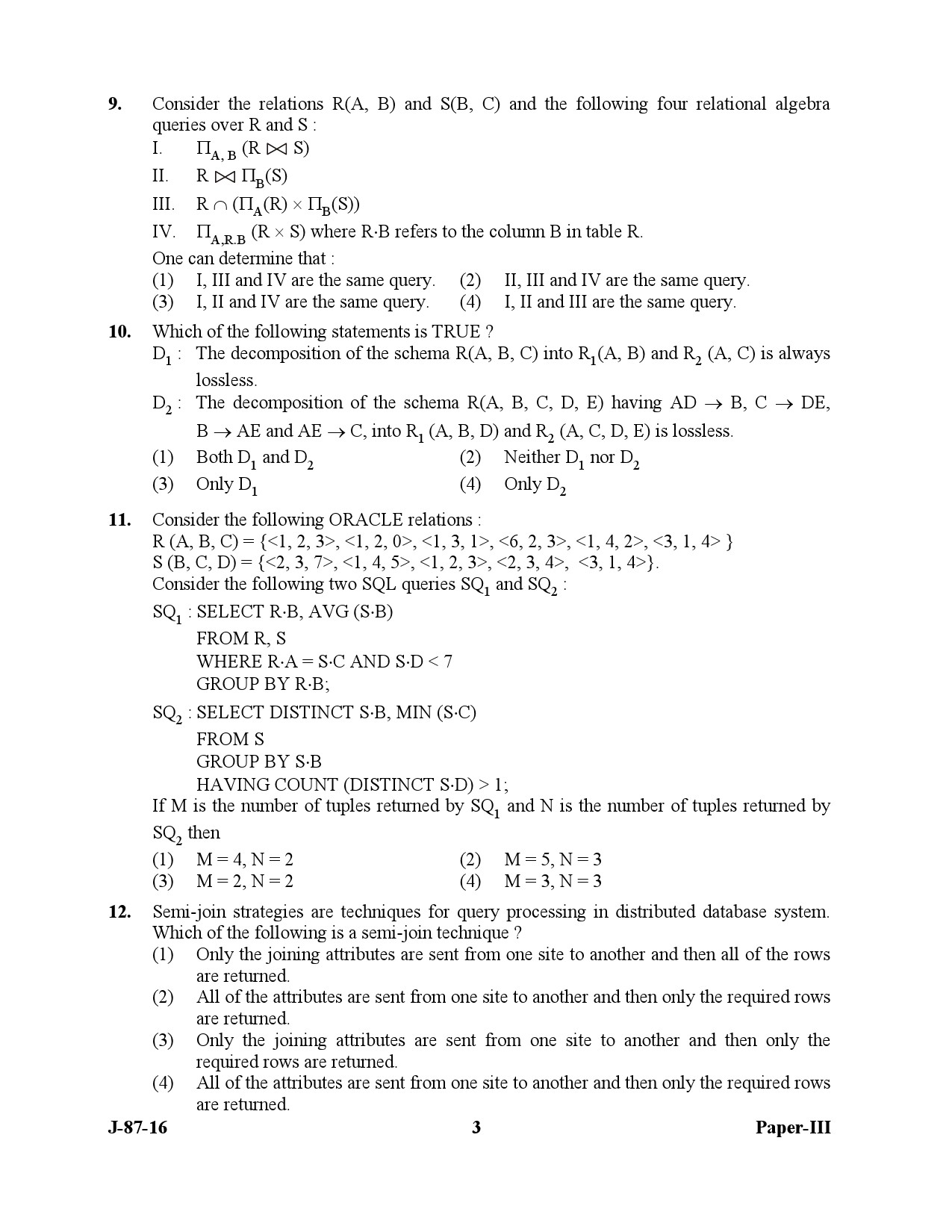 UGC NET Computer Science and Applications Question Paper III July 2016 3