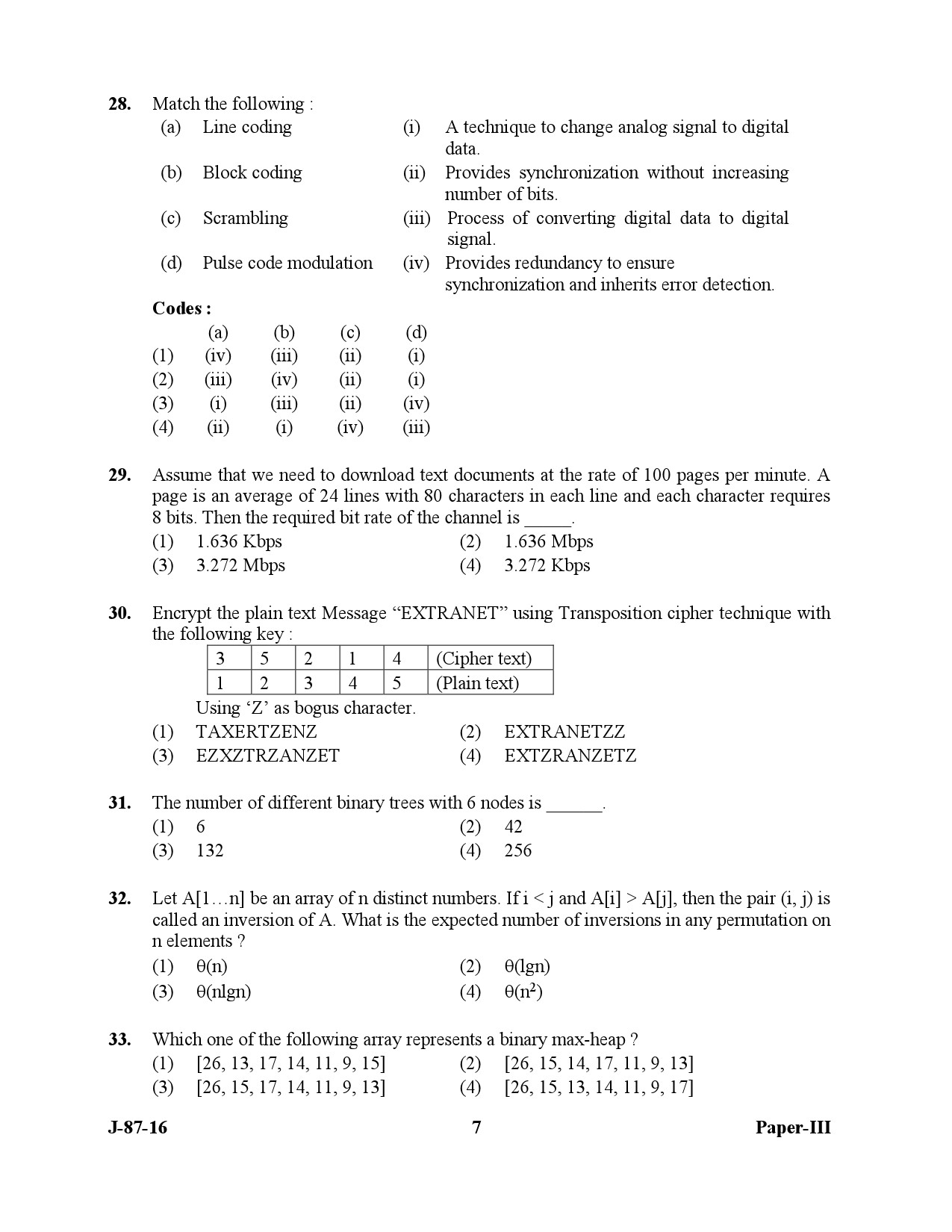 UGC NET Computer Science and Applications Question Paper III July 2016 7