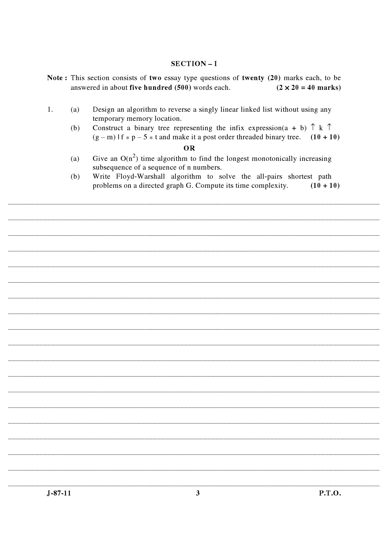 UGC NET Computer Science and Applications Question Paper III June 2011 3