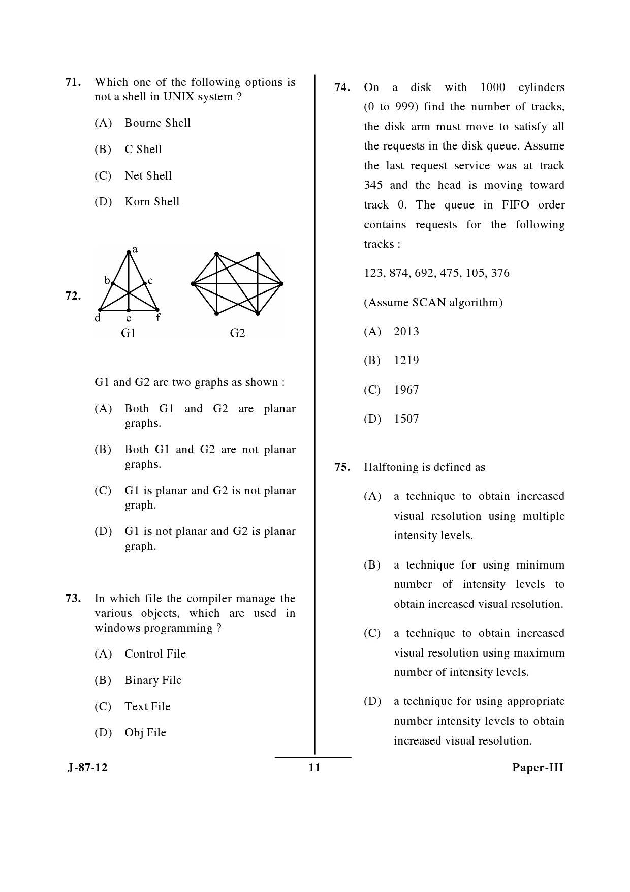 UGC NET Computer Science and Applications Question Paper III June 2012 11