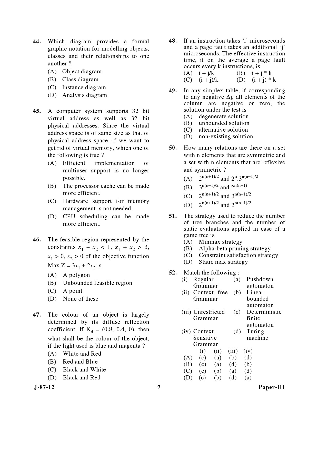 UGC NET Computer Science and Applications Question Paper III June 2012 7