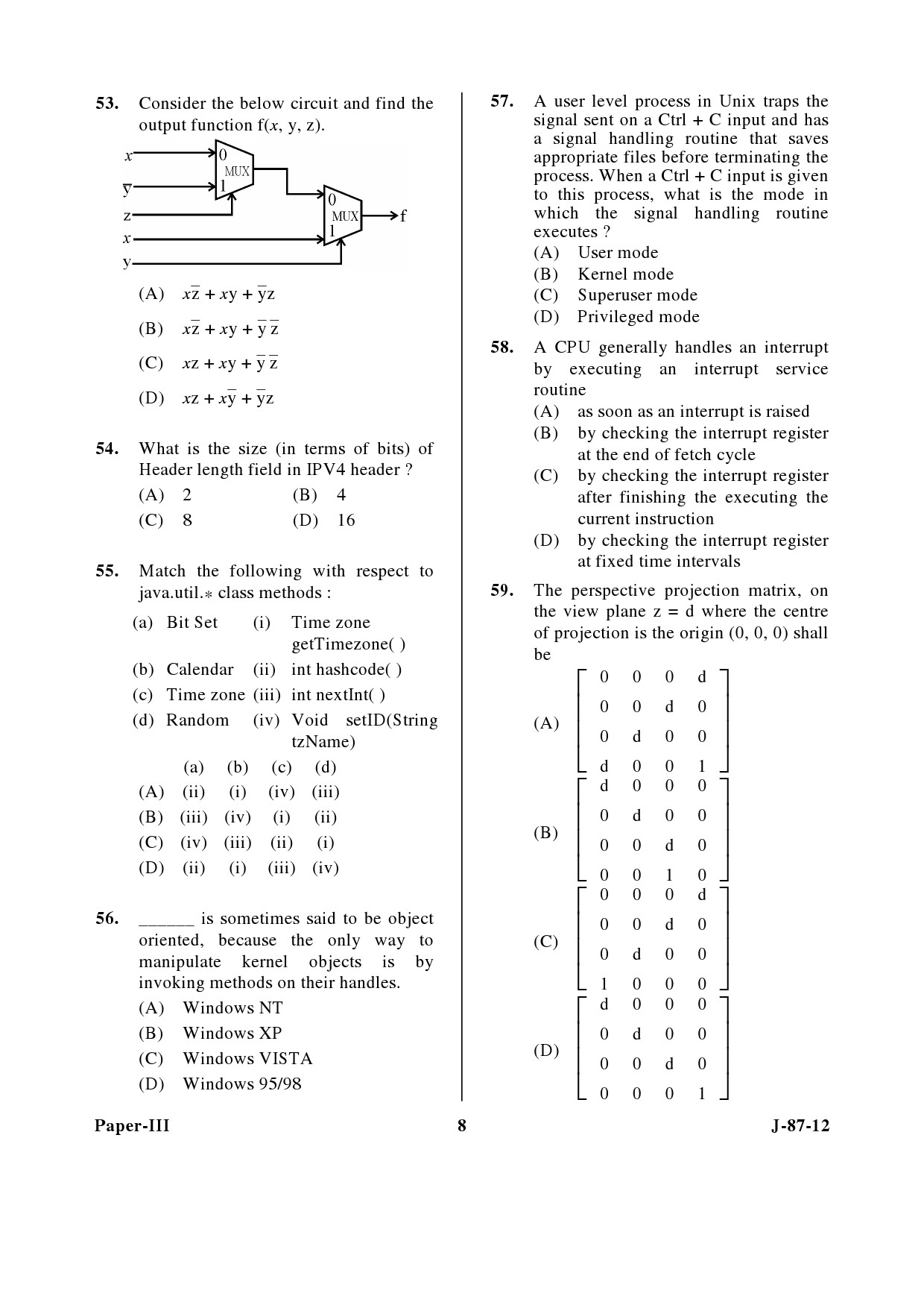 UGC NET Computer Science and Applications Question Paper III June 2012 8