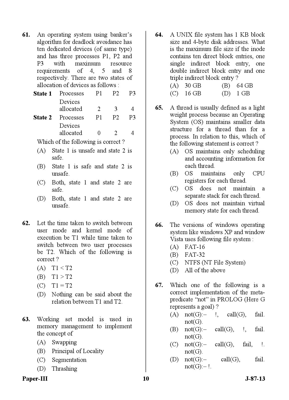 UGC NET Computer Science and Applications Question Paper III June 2013 10