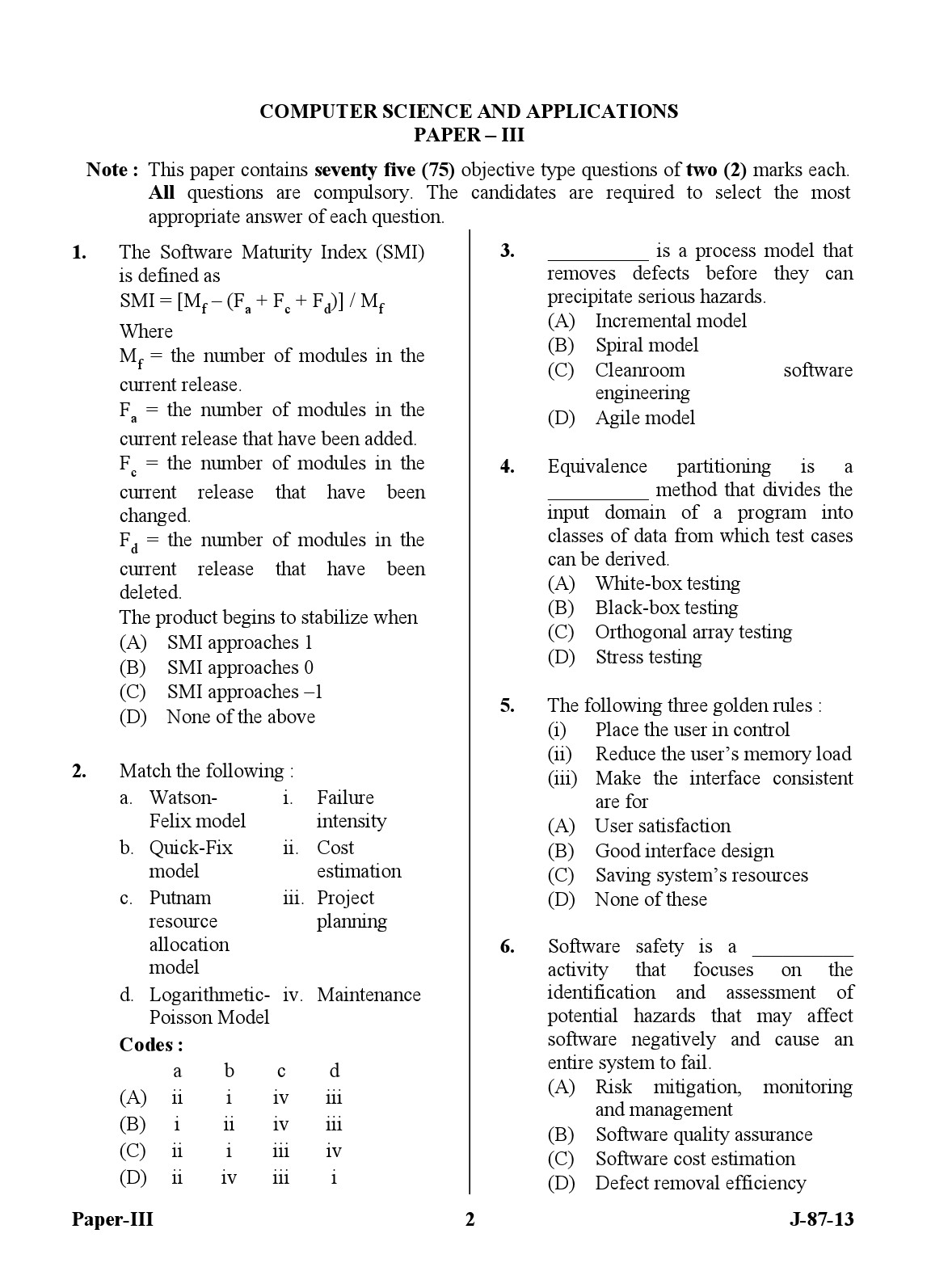 UGC NET Computer Science and Applications Question Paper III June 2013 2