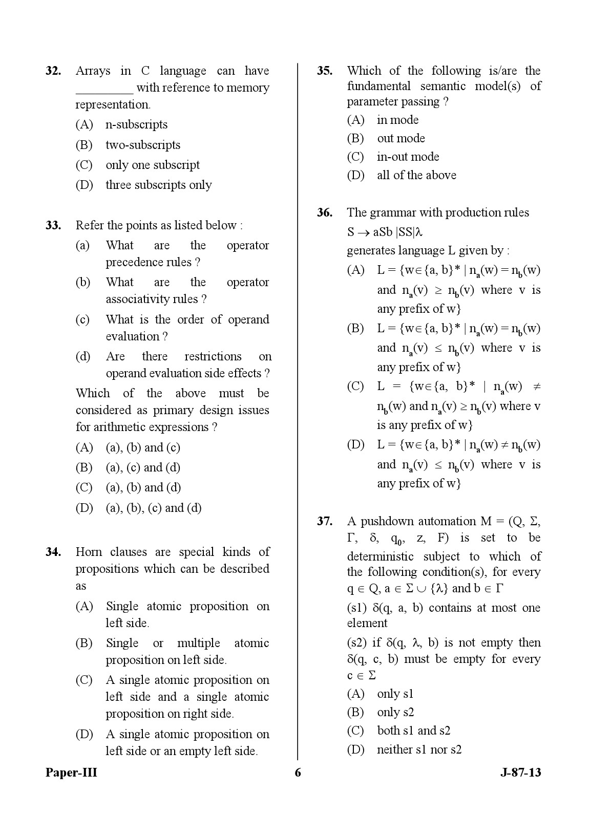 UGC NET Computer Science and Applications Question Paper III June 2013 6