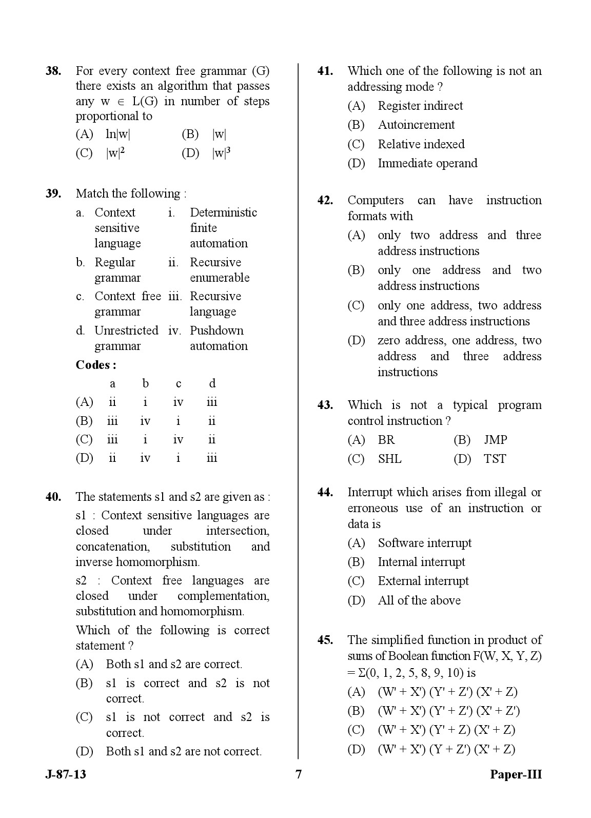 UGC NET Computer Science and Applications Question Paper III June 2013 7