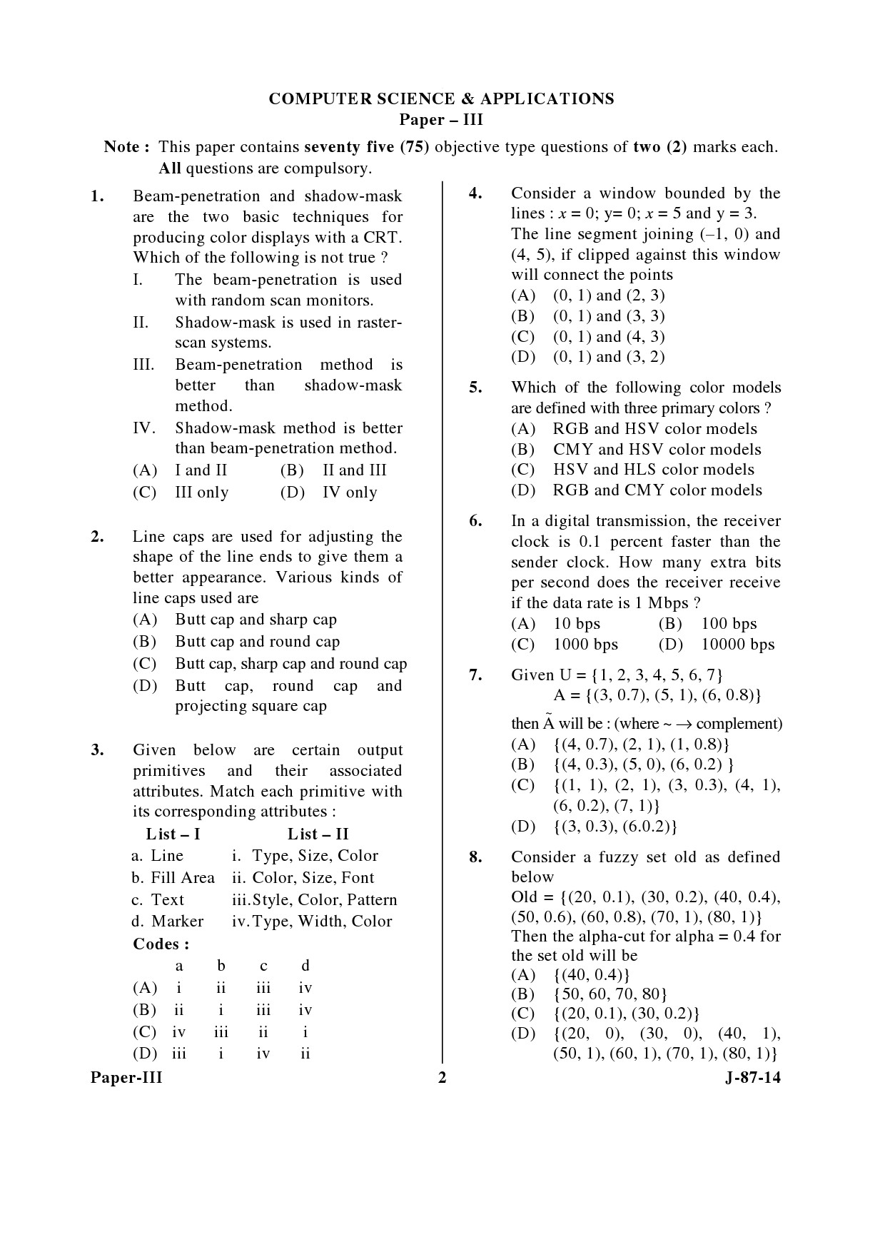 UGC NET Computer Science and Applications Question Paper III June 2014 2