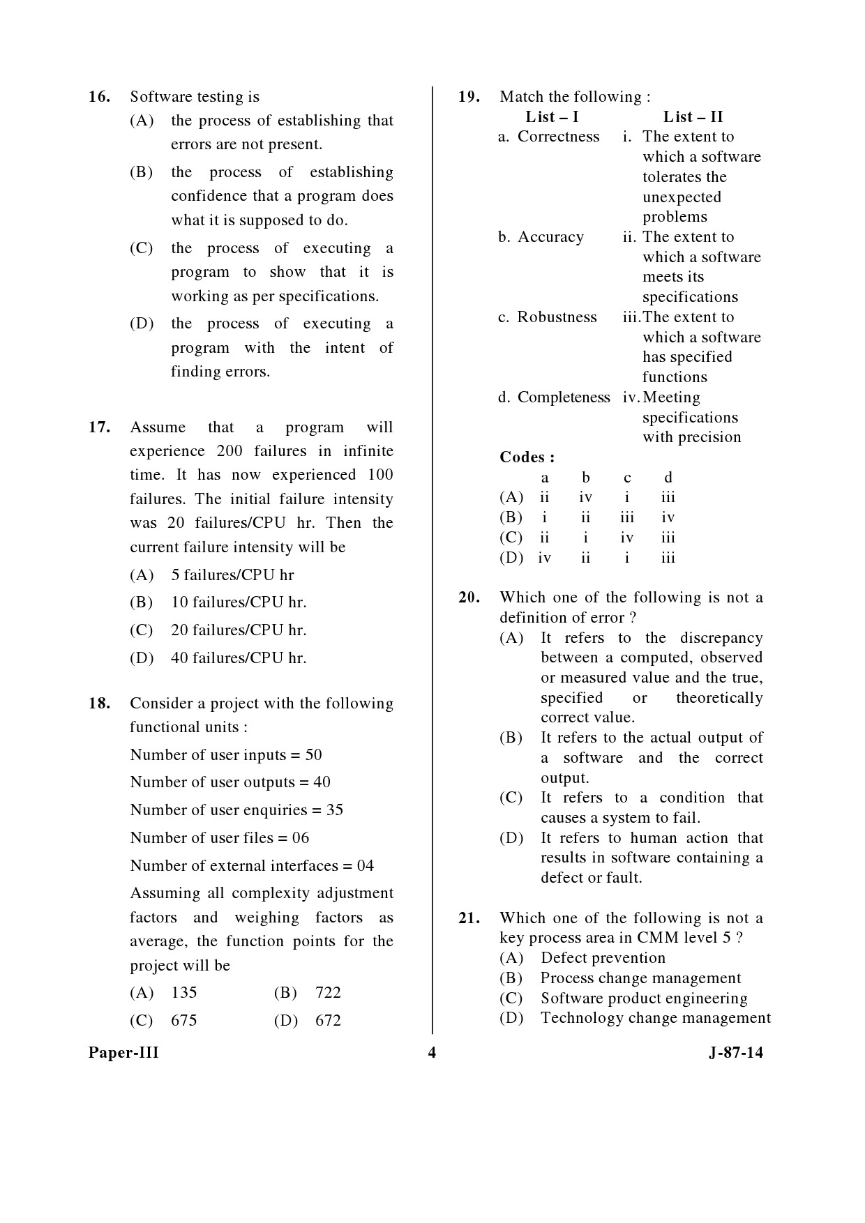 UGC NET Computer Science and Applications Question Paper III June 2014 4