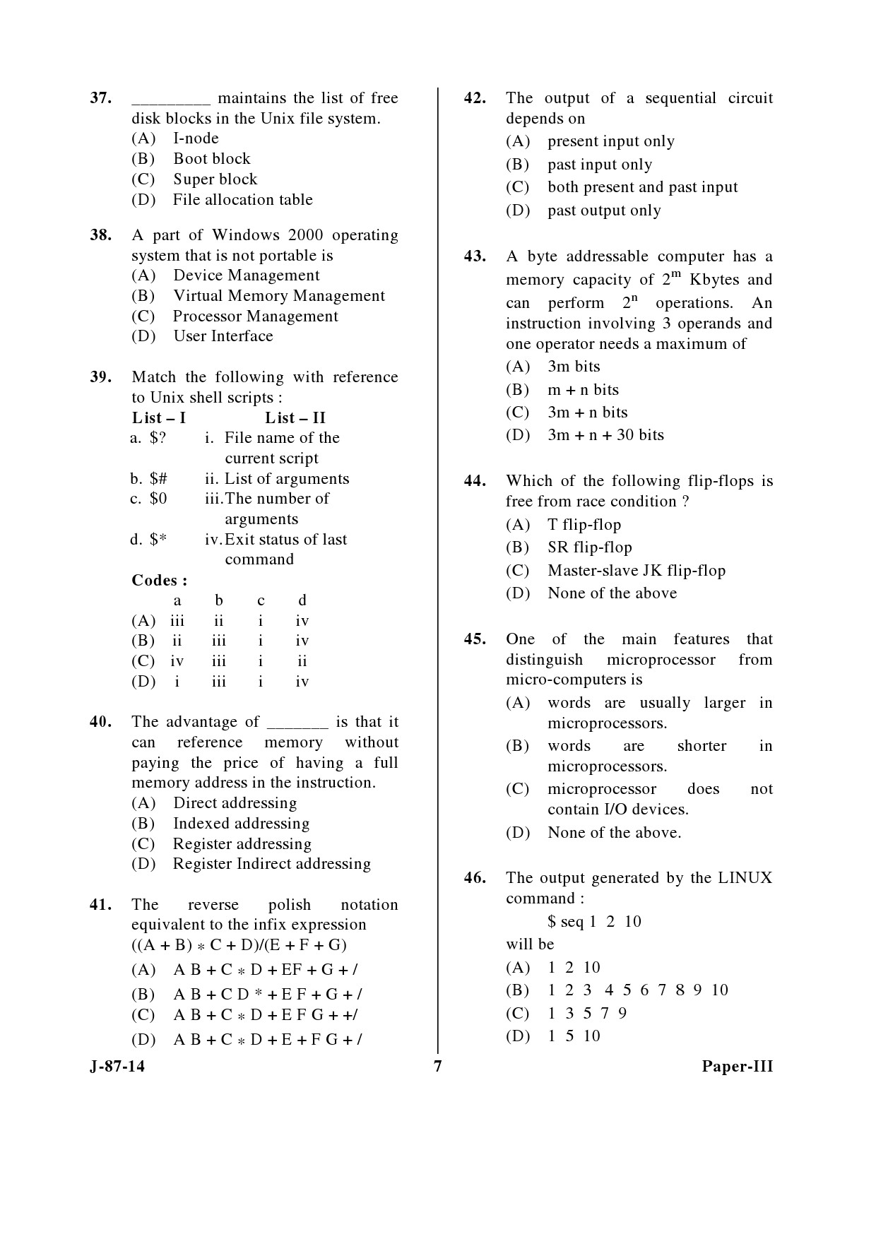 UGC NET Computer Science and Applications Question Paper III June 2014 7