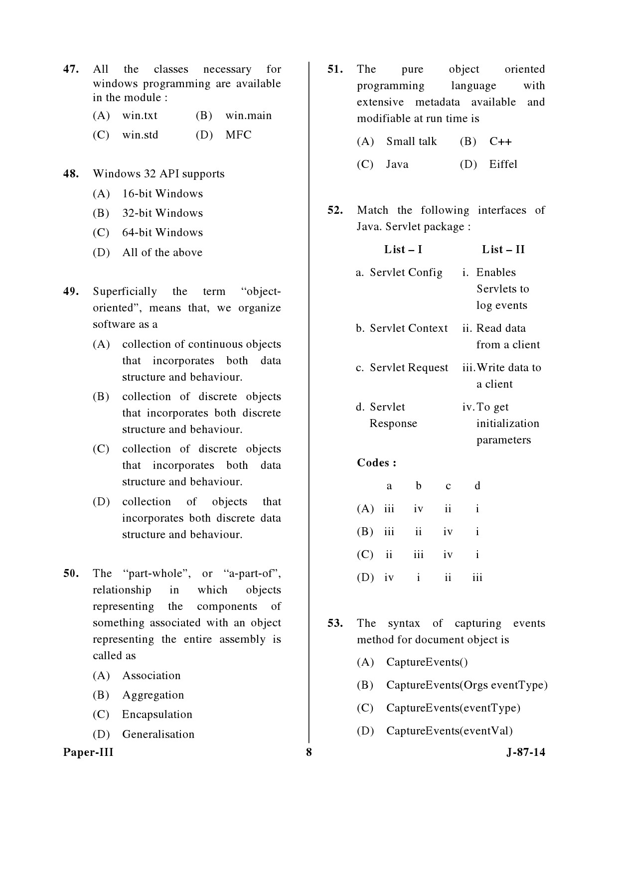 UGC NET Computer Science and Applications Question Paper III June 2014 8