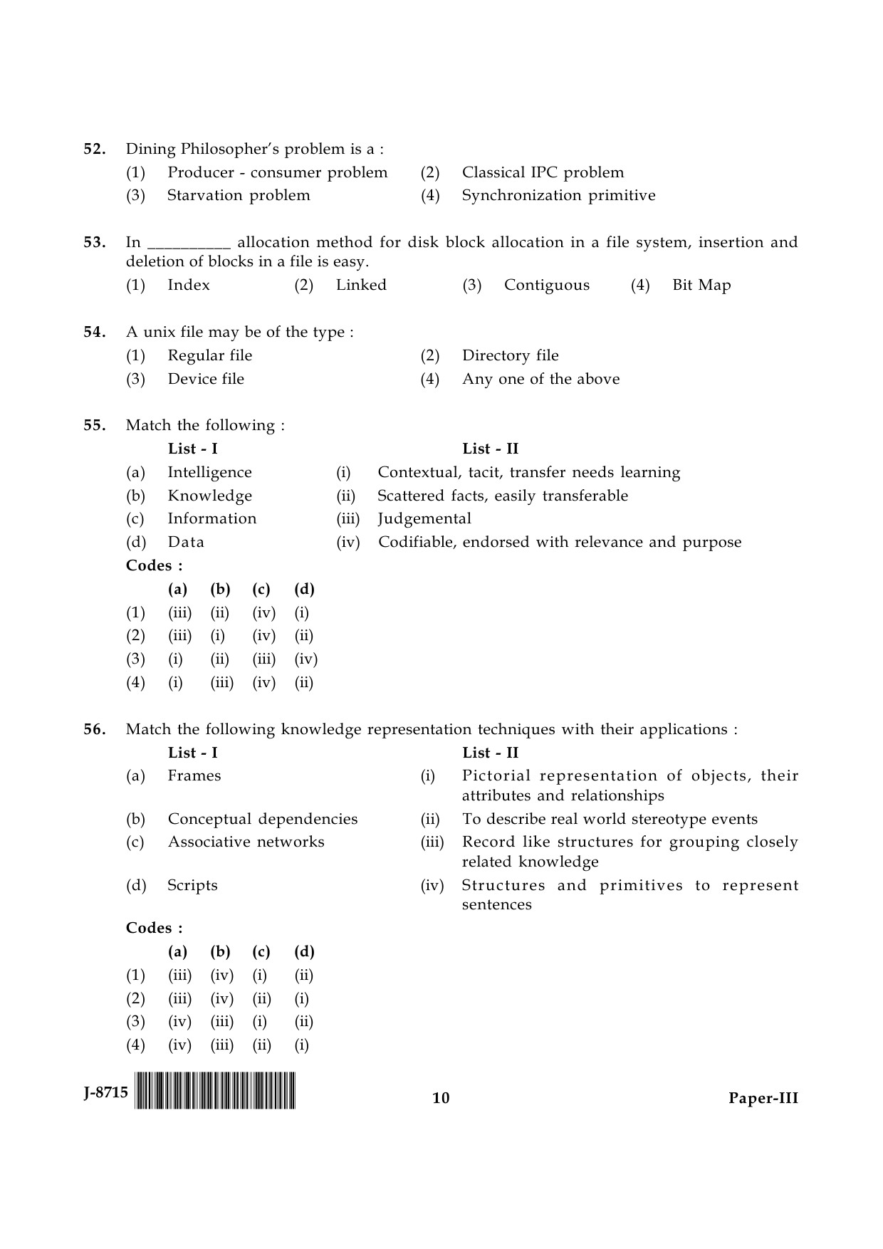 UGC NET Computer Science and Applications Question Paper III June 2015 10