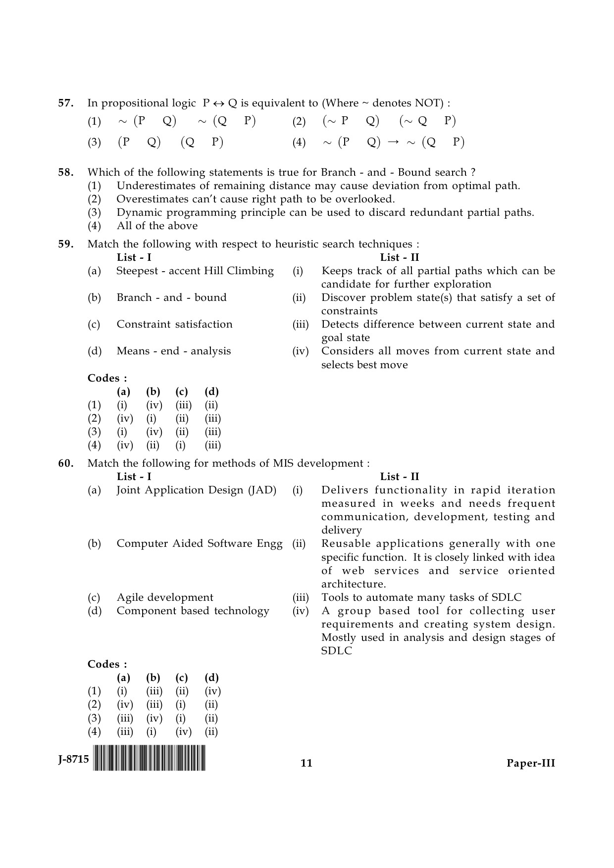 UGC NET Computer Science and Applications Question Paper III June 2015 11