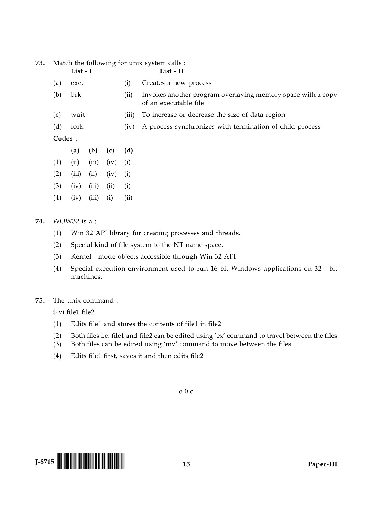 UGC NET Computer Science and Applications Question Paper III June 2015 15