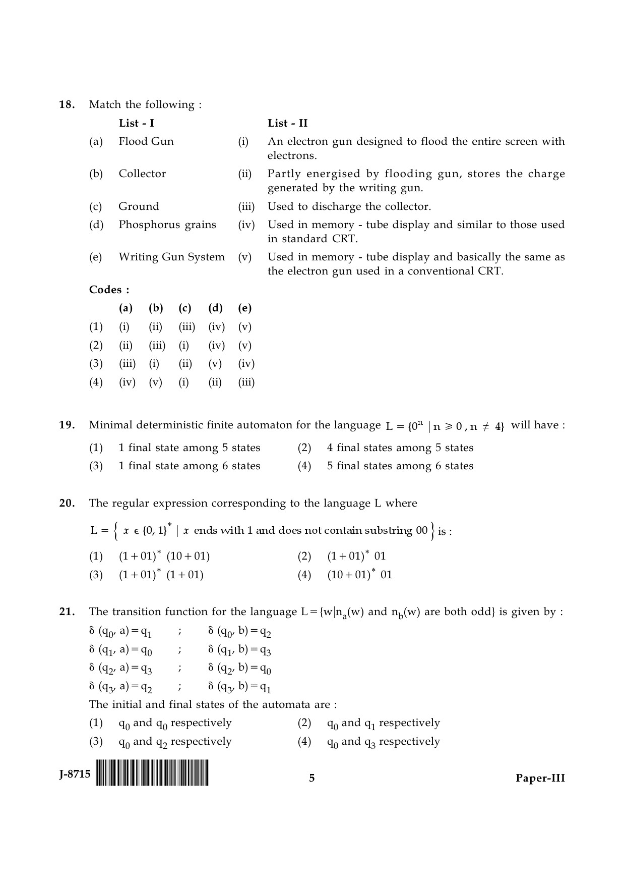 UGC NET Computer Science and Applications Question Paper III June 2015 5