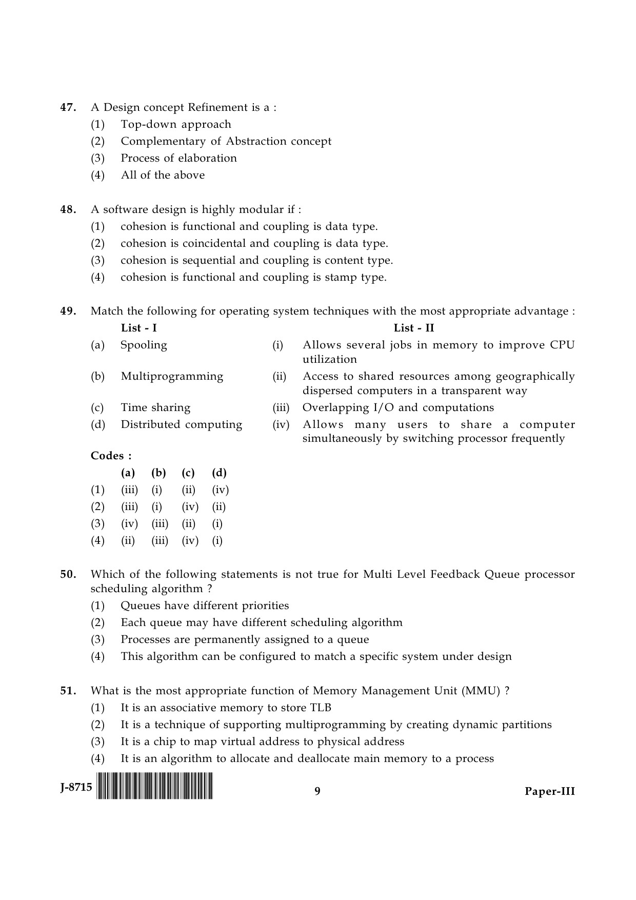 UGC NET Computer Science and Applications Question Paper III June 2015 9