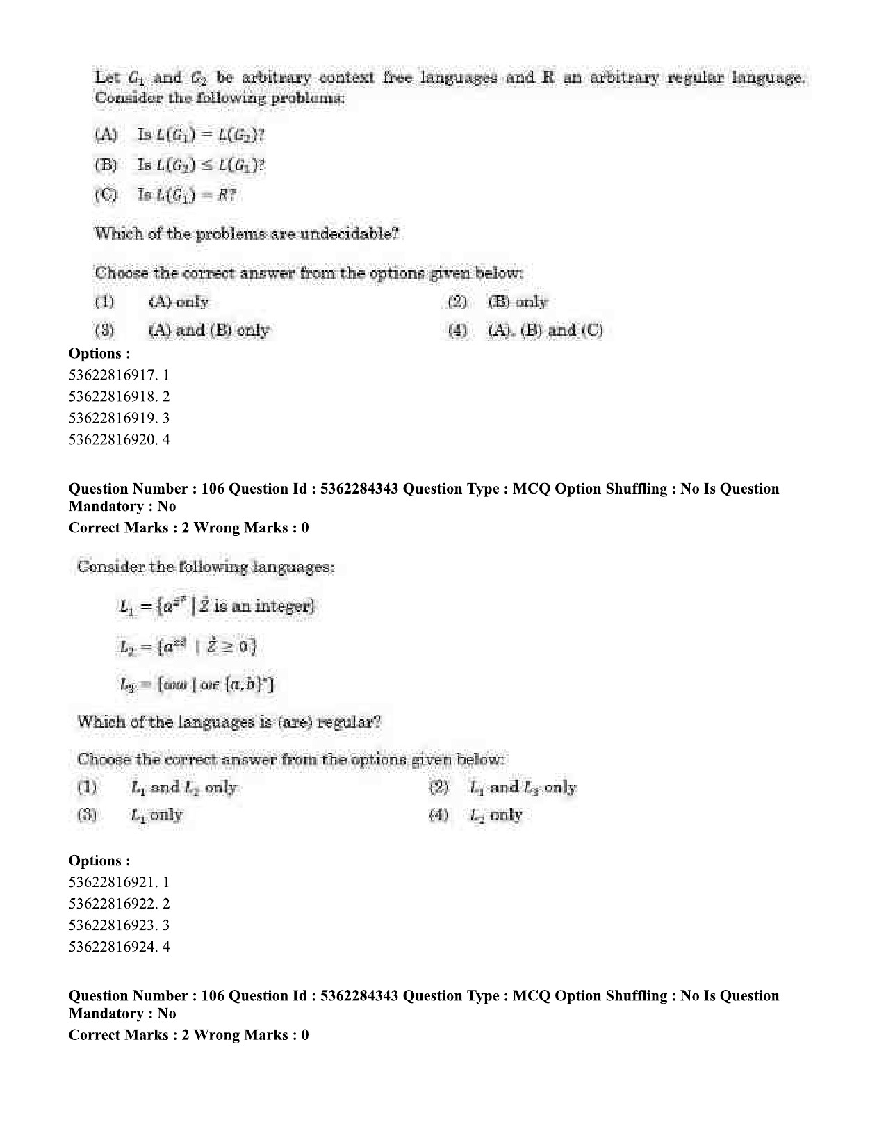 UGC NET Computer Science and Applications Question Paper September 2020 110