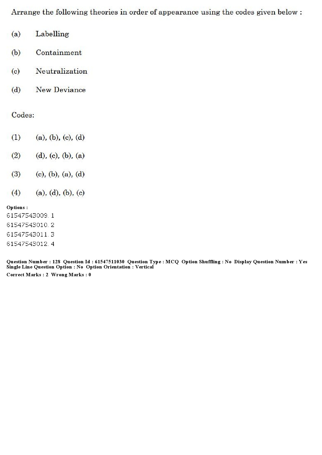 UGC NET Criminology Question Paper December 2019 130