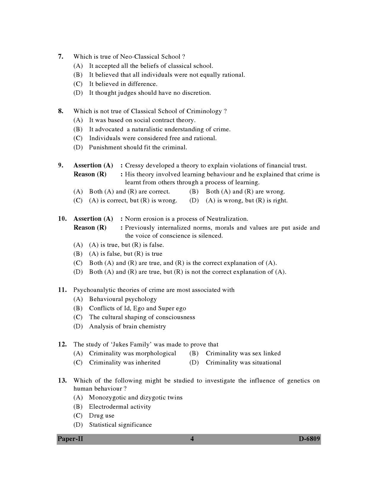 UGC NET Criminology Question Paper II December 2009 4