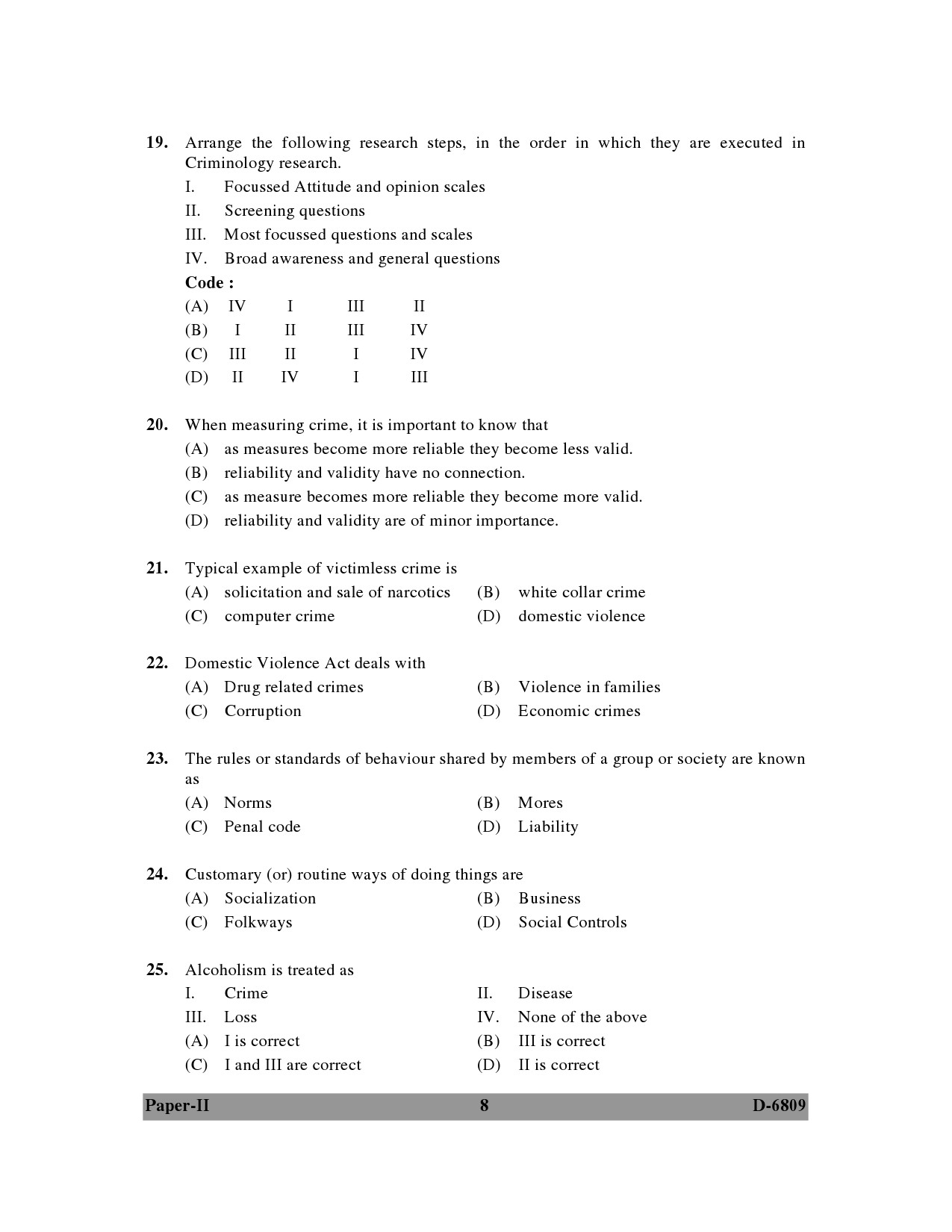 UGC NET Criminology Question Paper II December 2009 8