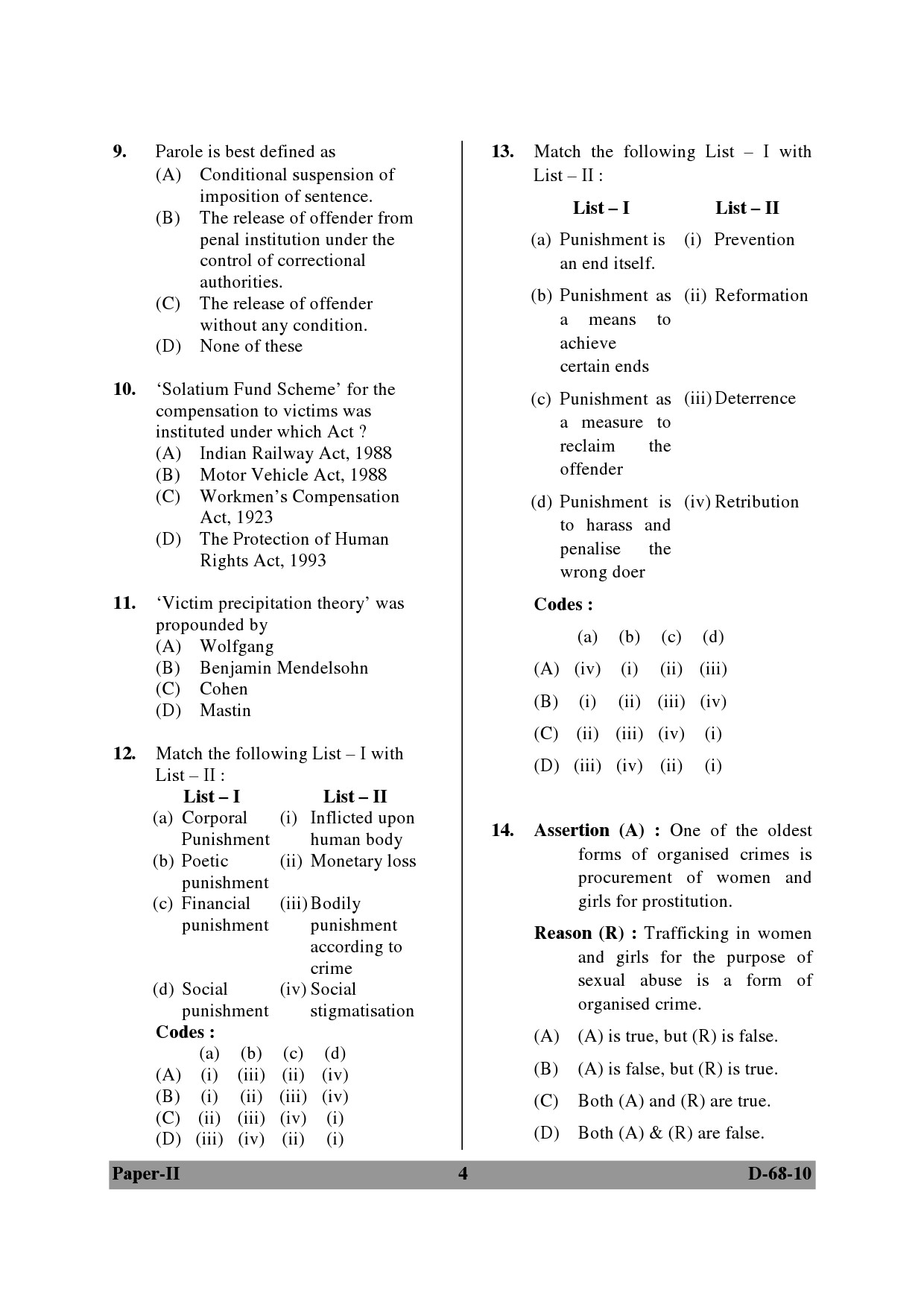 UGC NET Criminology Question Paper II December 2010 4