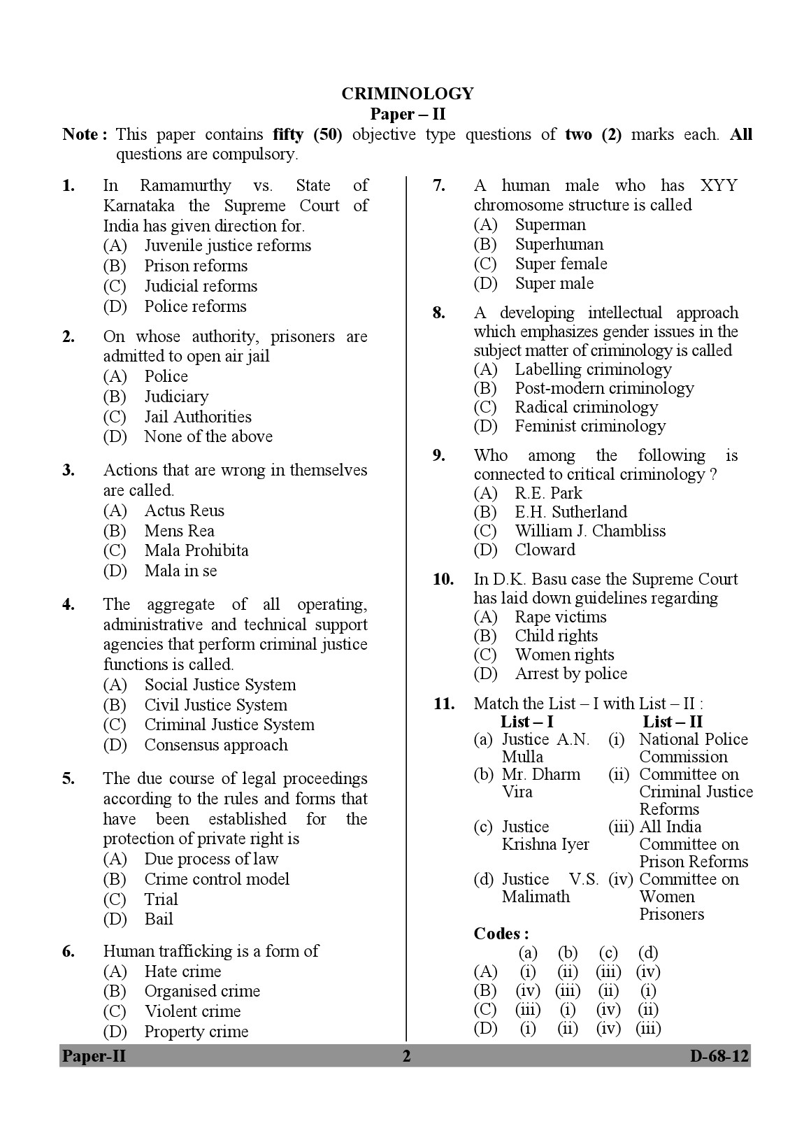 UGC NET Criminology Question Paper II December 2012 2