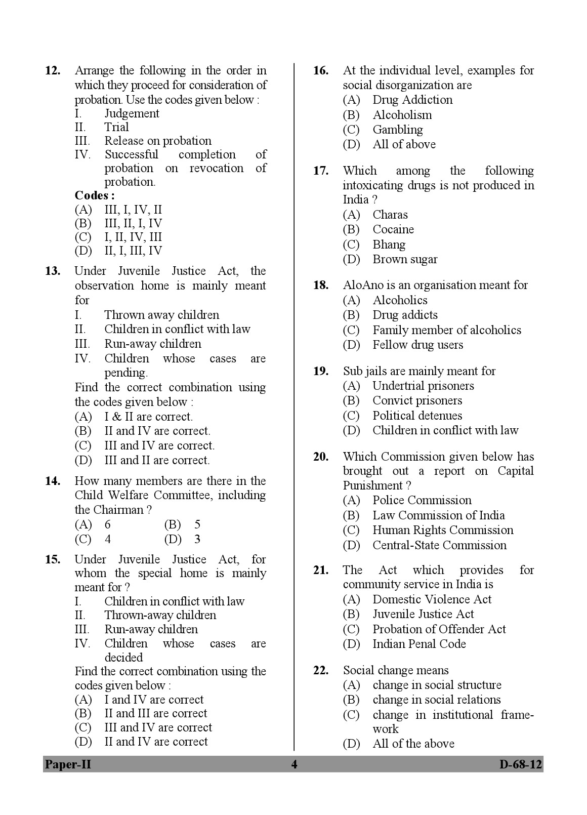 UGC NET Criminology Question Paper II December 2012 4