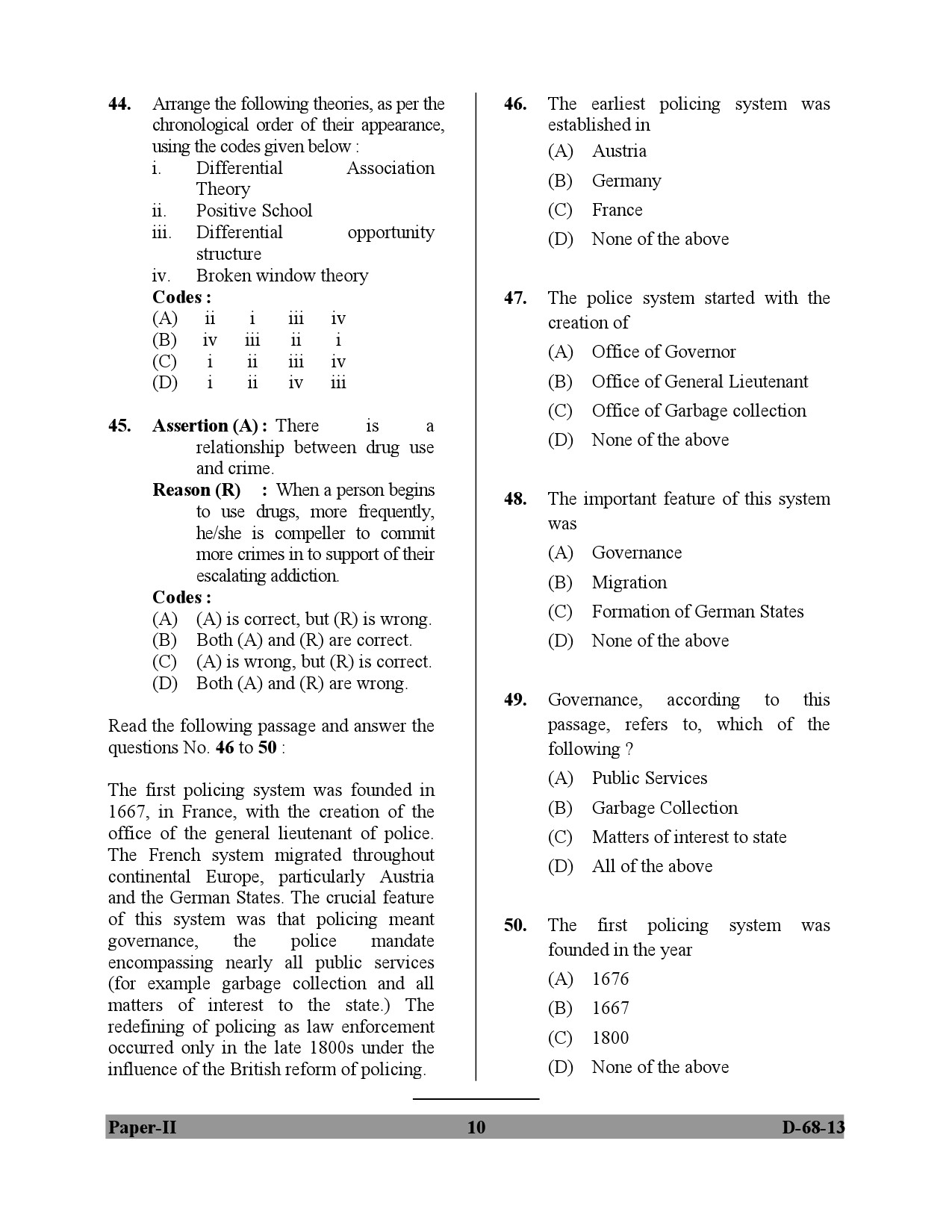 UGC NET Criminology Question Paper II December 2013 10