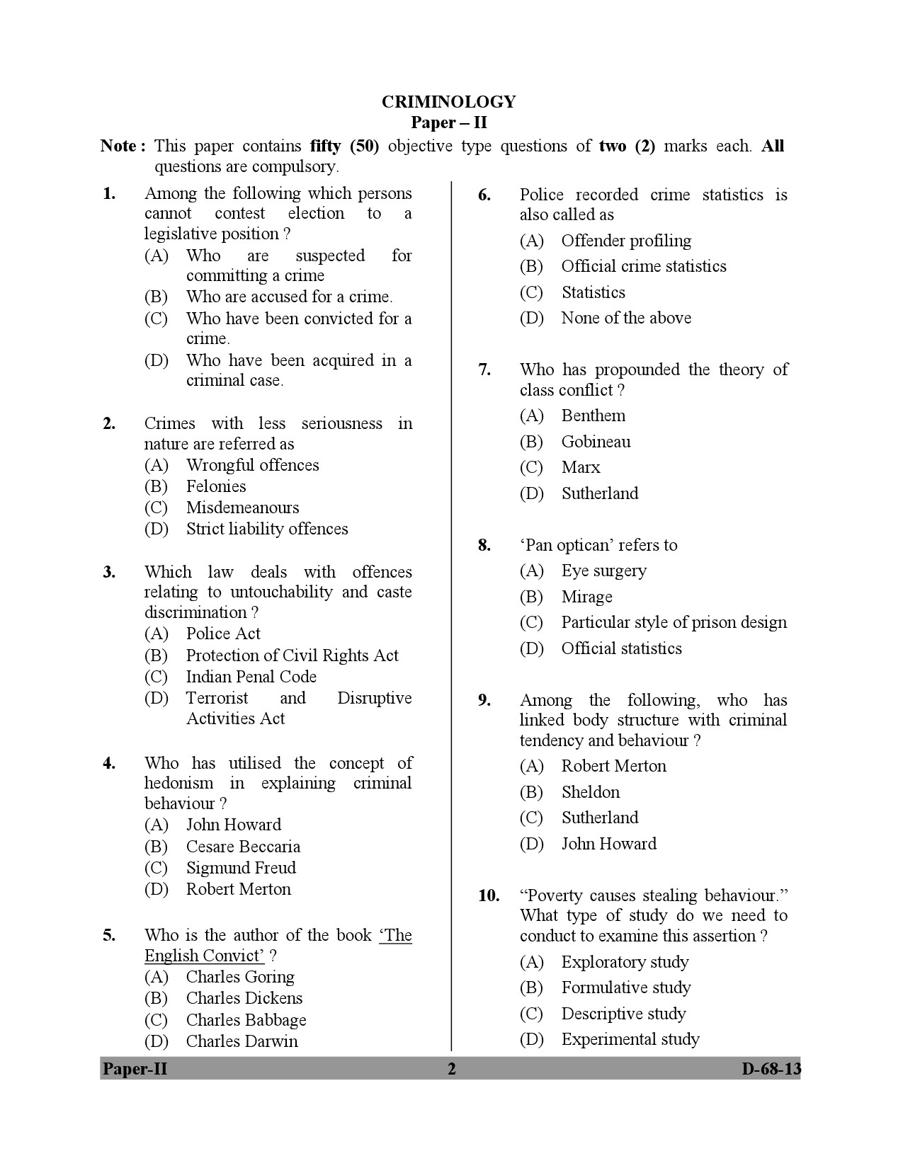 UGC NET Criminology Question Paper II December 2013 2