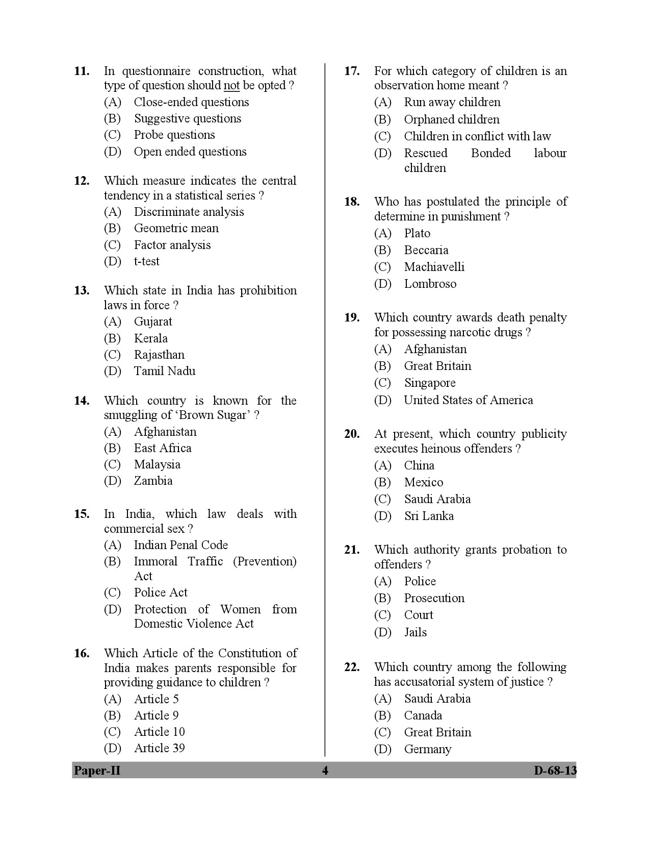 UGC NET Criminology Question Paper II December 2013 4