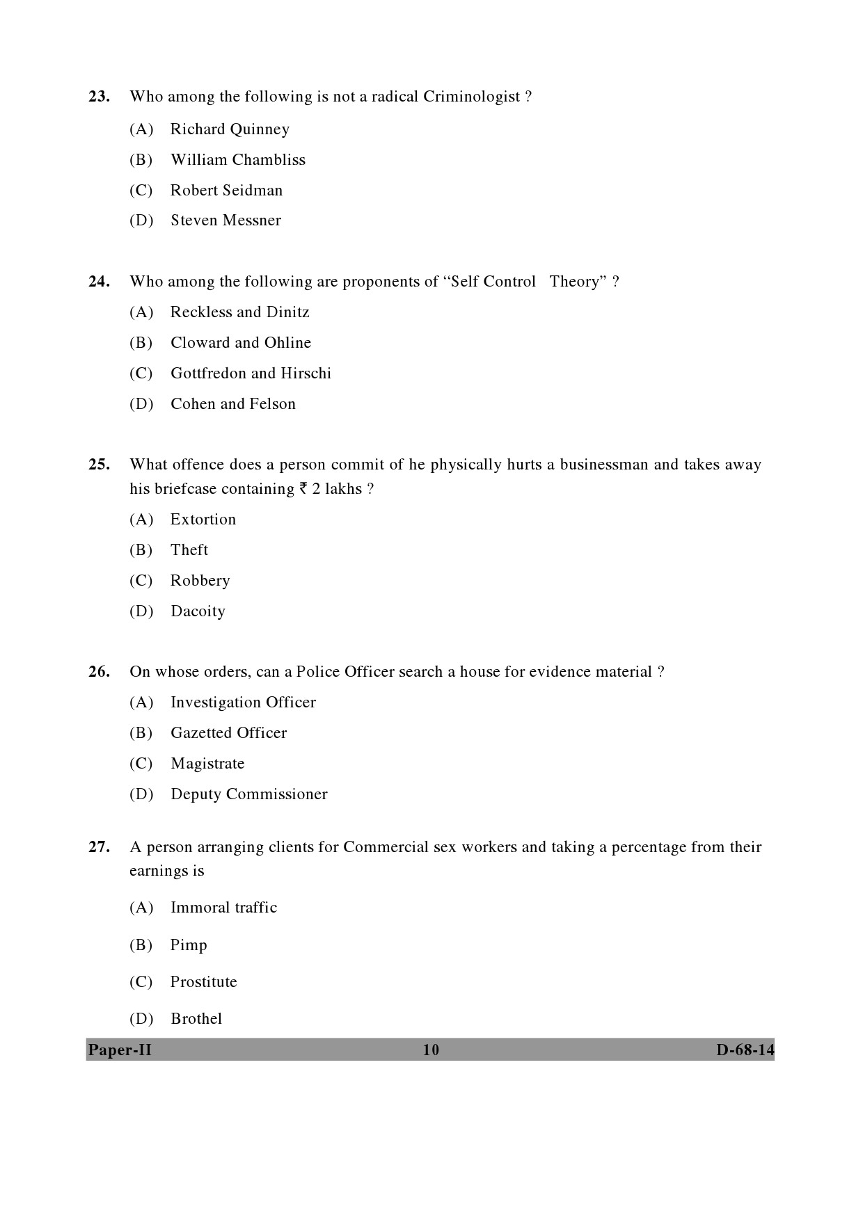 UGC NET Criminology Question Paper II December 2014 10