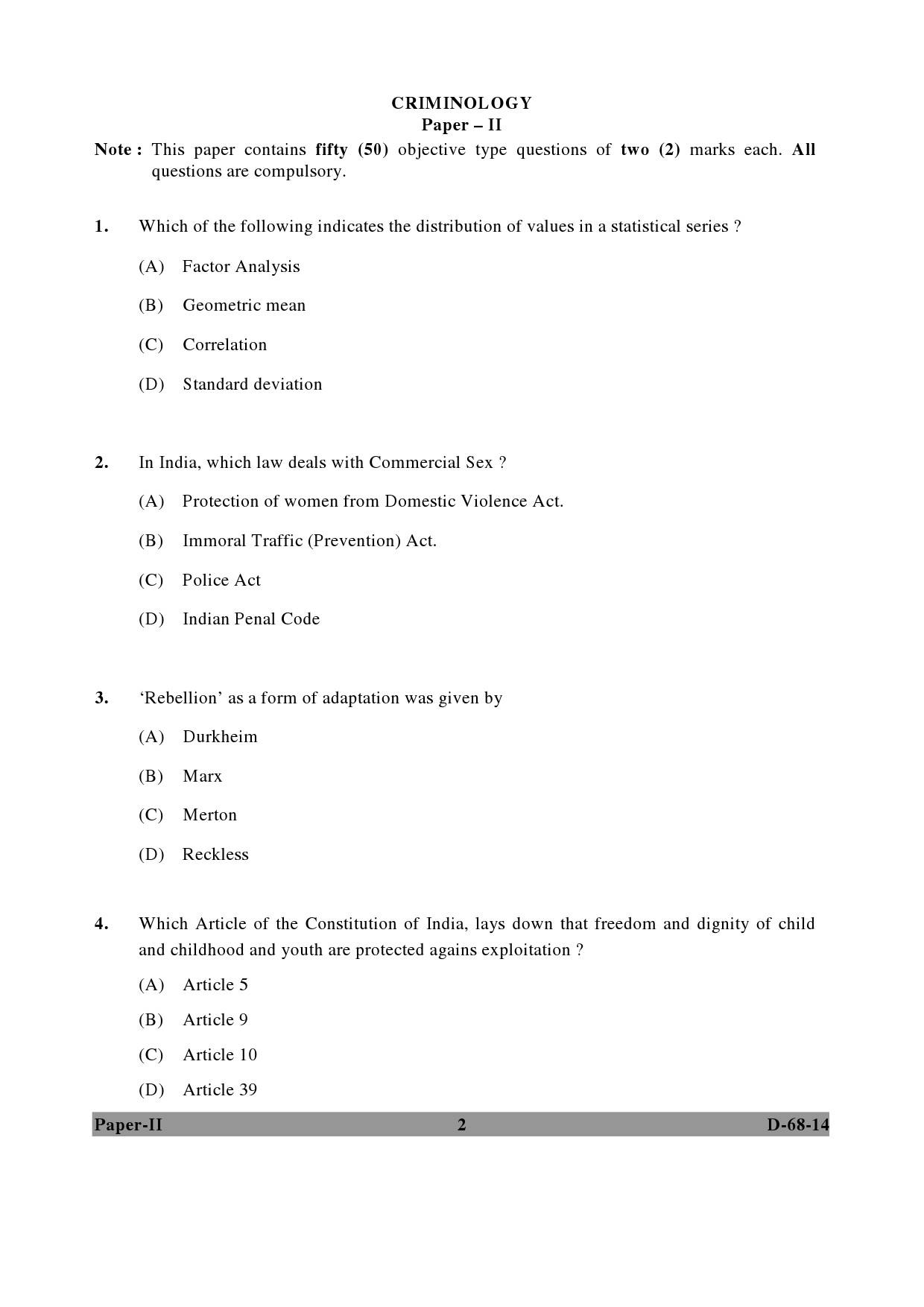 UGC NET Criminology Question Paper II December 2014 2