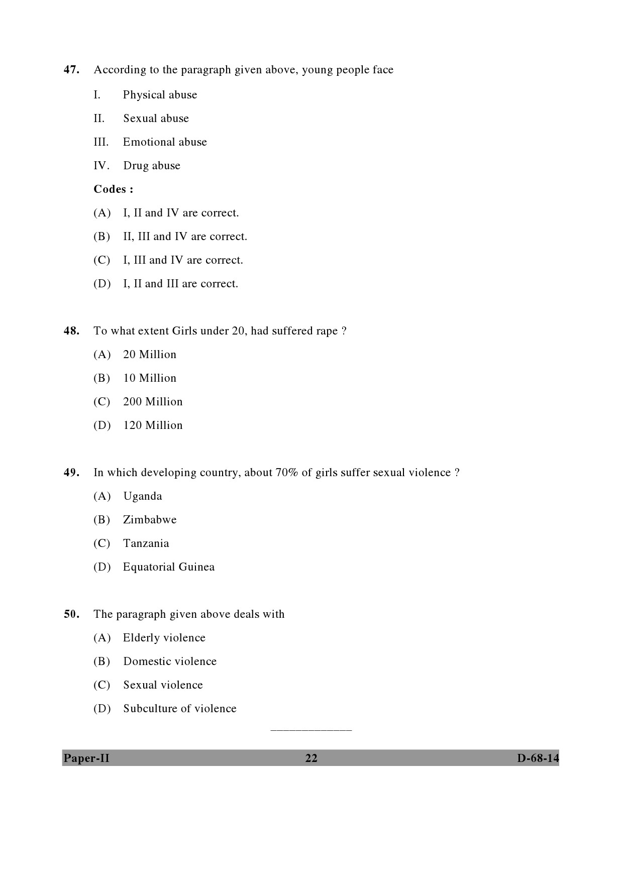 UGC NET Criminology Question Paper II December 2014 22