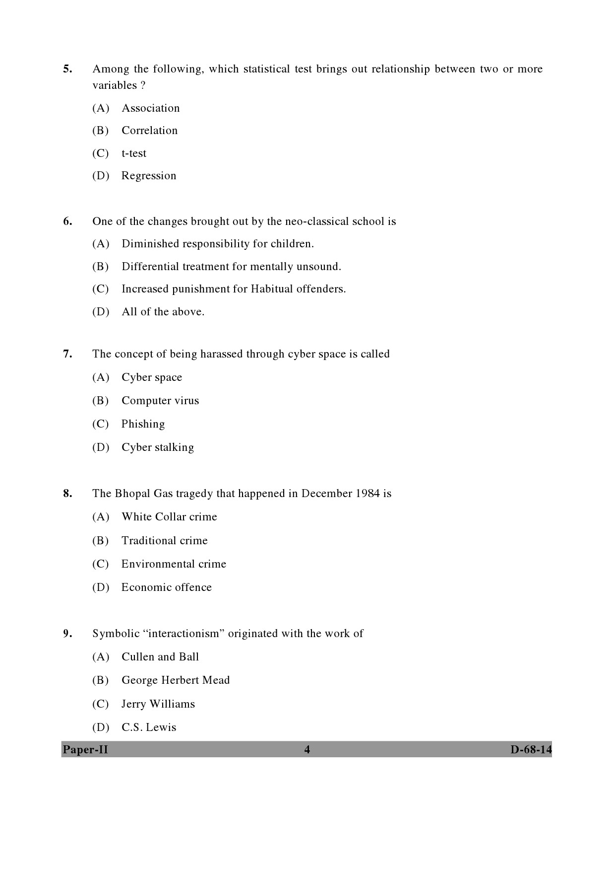 UGC NET Criminology Question Paper II December 2014 4