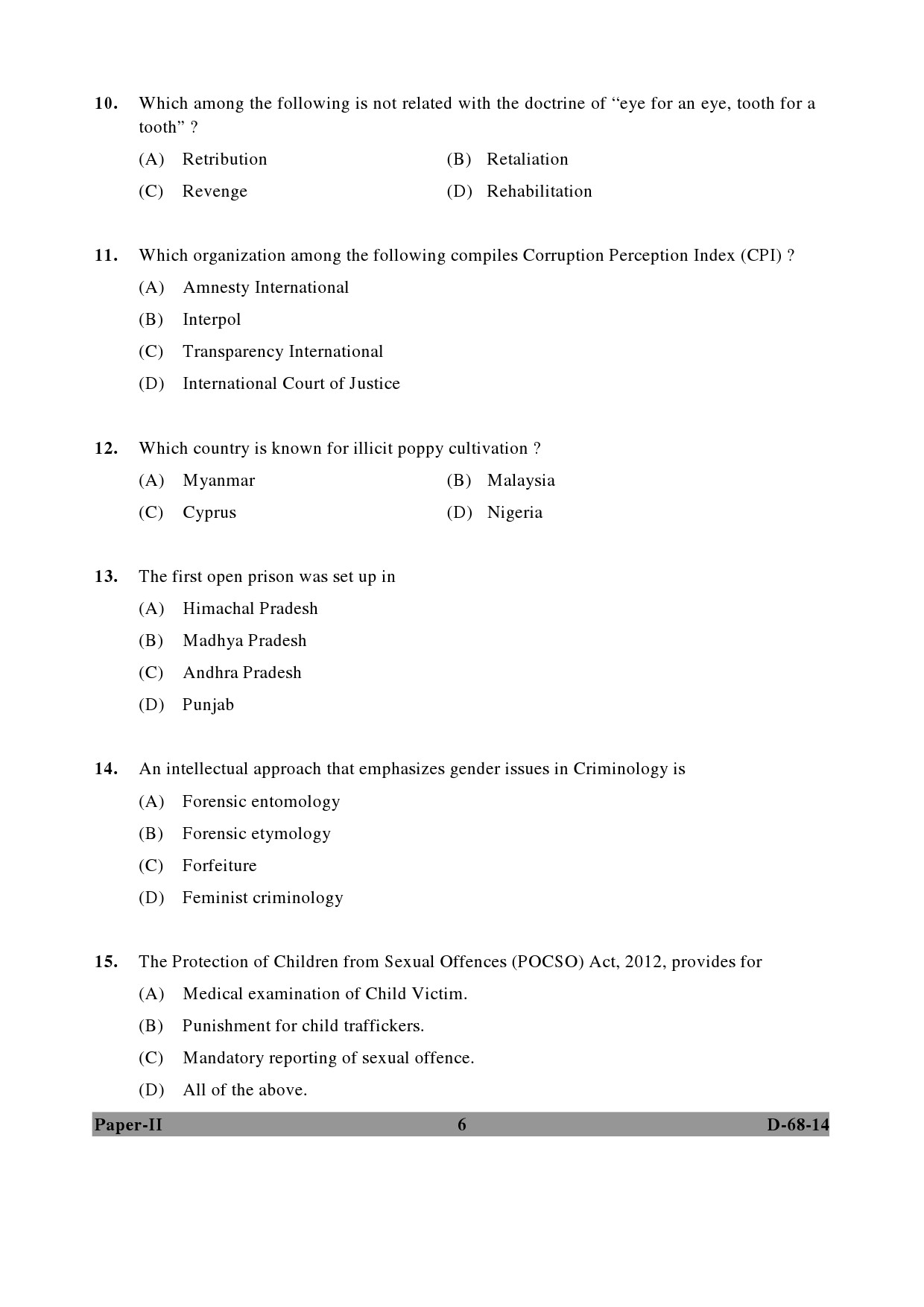 UGC NET Criminology Question Paper II December 2014 6