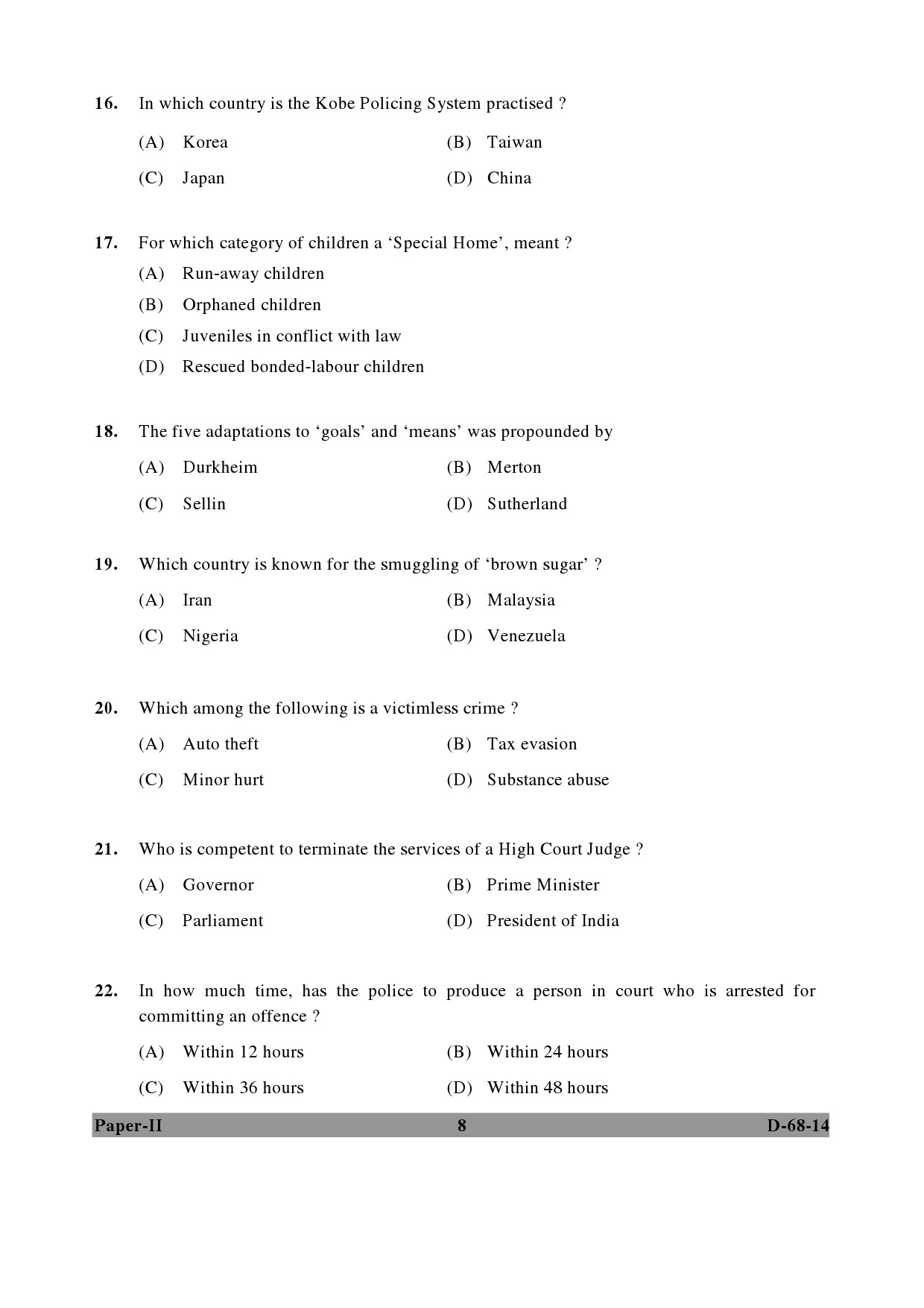 UGC NET Criminology Question Paper II December 2014 8