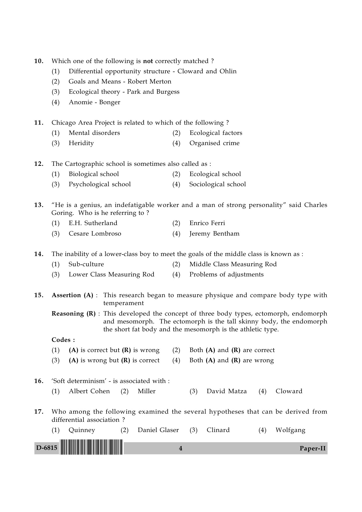 UGC NET Criminology Question Paper II December 2015 4