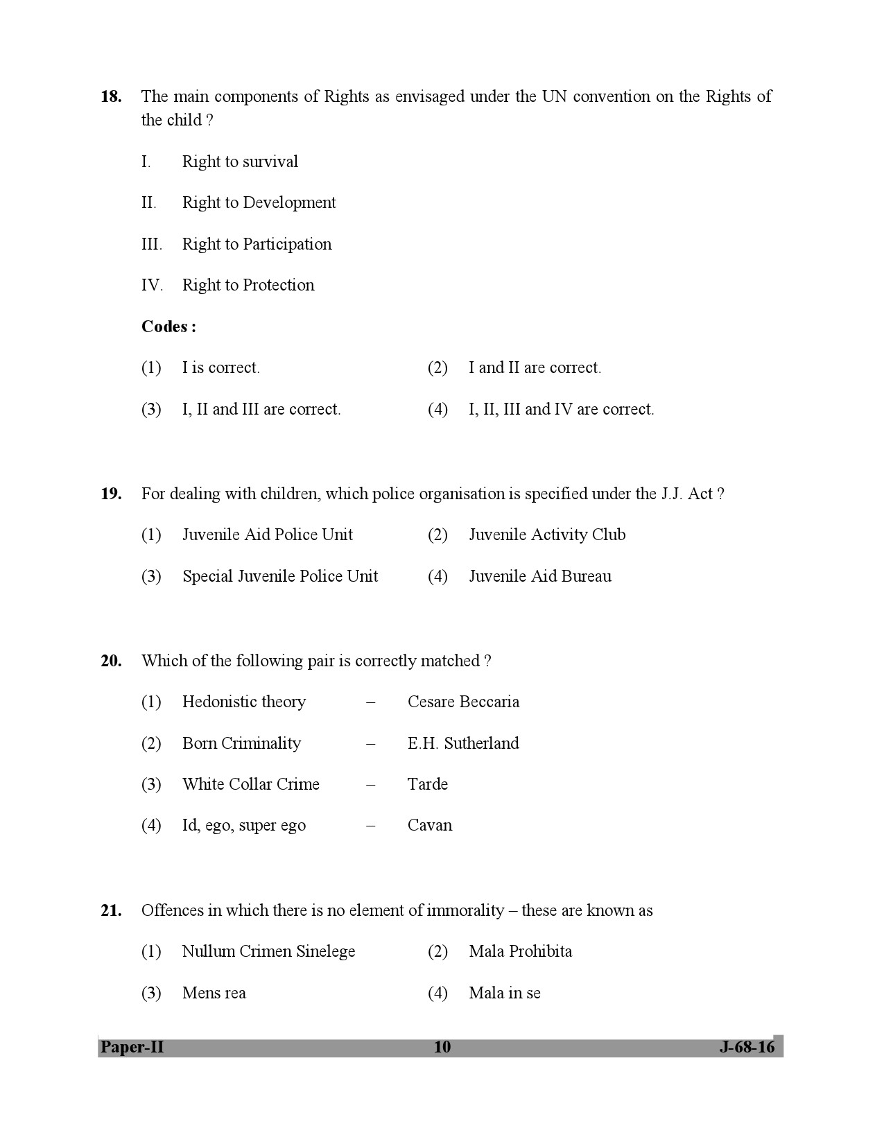 UGC NET Criminology Question Paper II July 2016 10