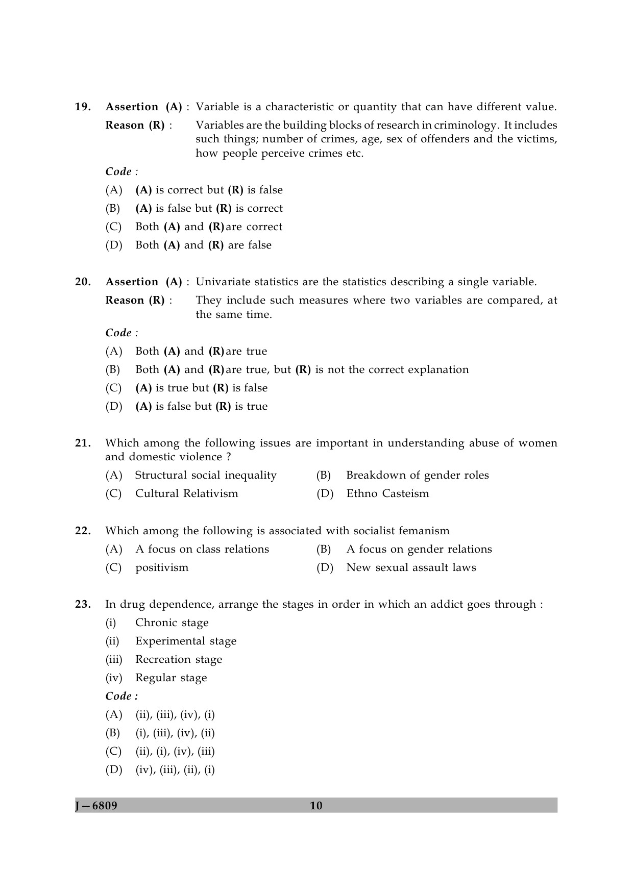 UGC NET Criminology Question Paper II June 2009 10