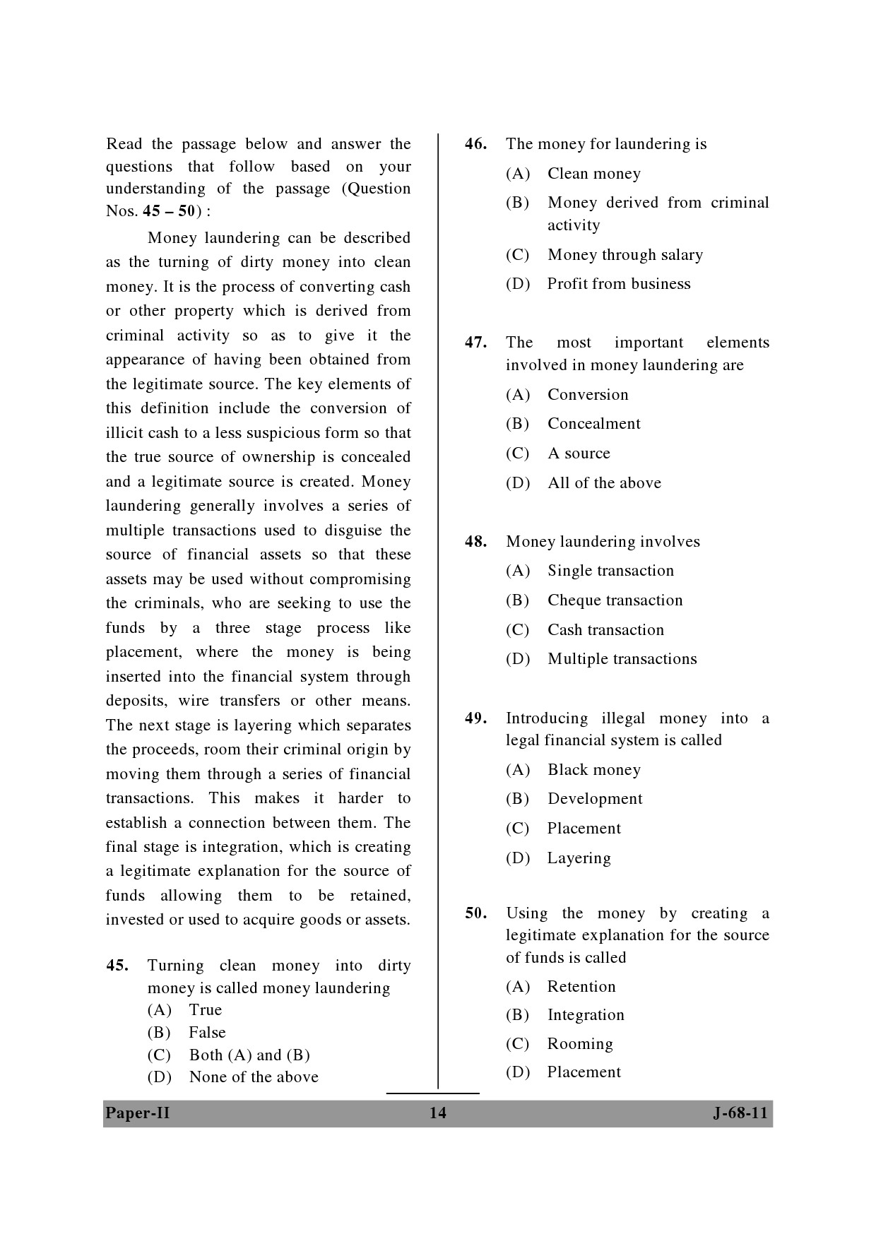 UGC NET Criminology Question Paper II June 2011 14