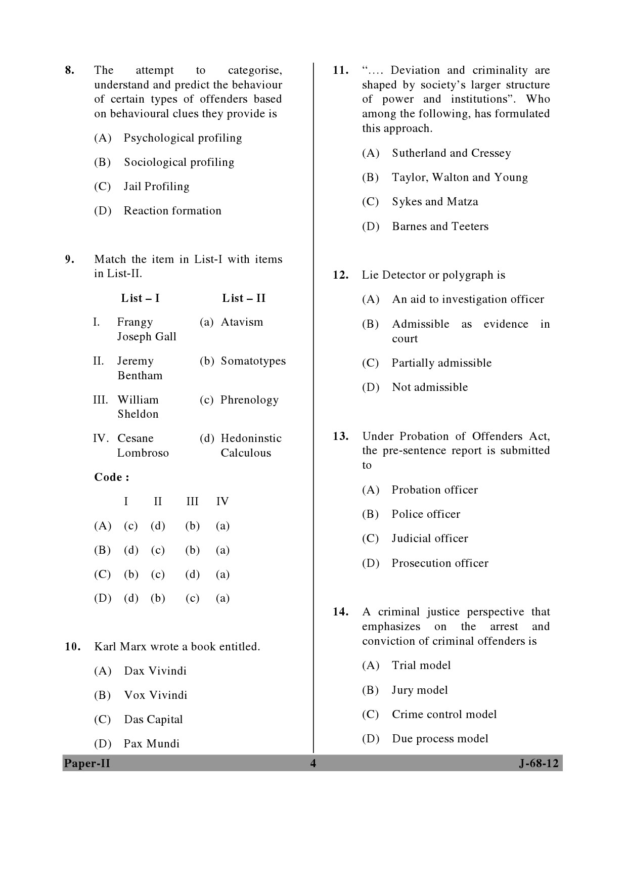 UGC NET Criminology Question Paper II June 2012 4