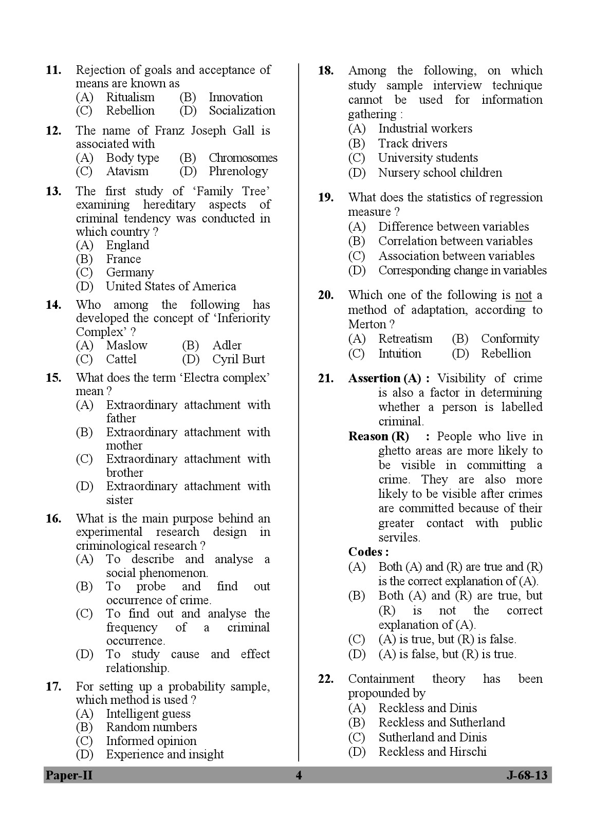 UGC NET Criminology Question Paper II June 2013 4