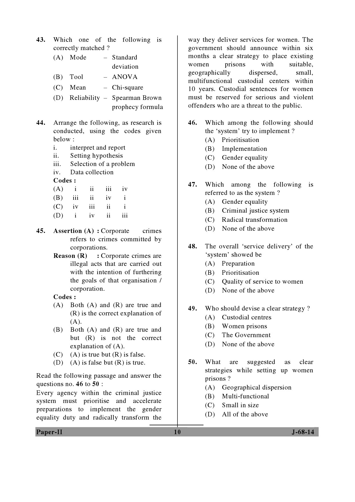 UGC NET Criminology Question Paper II June 2014 10