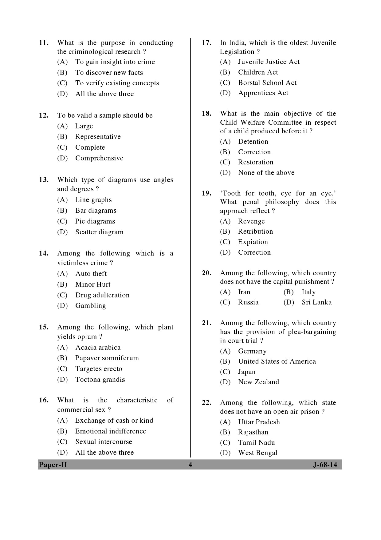 UGC NET Criminology Question Paper II June 2014 4