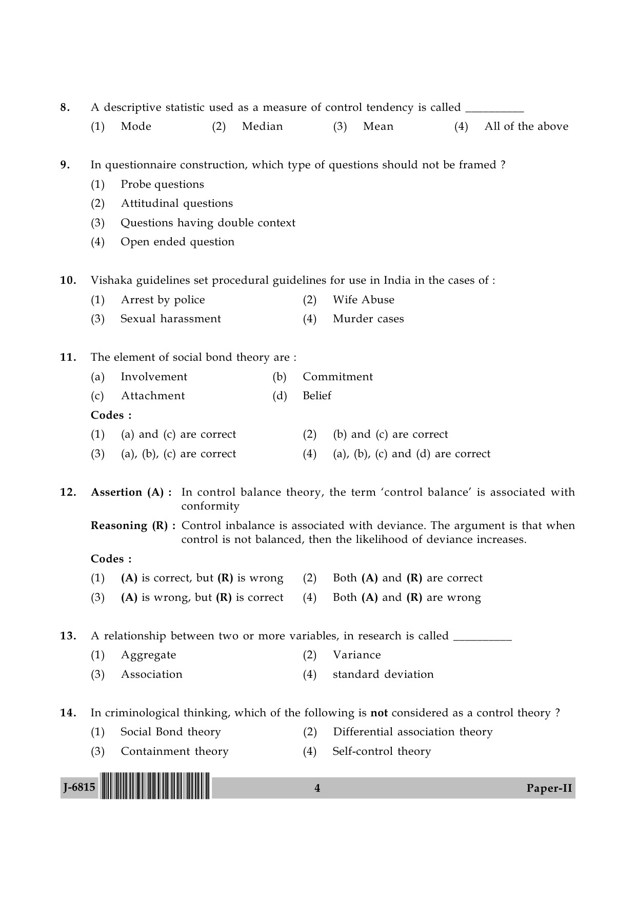 UGC NET Criminology Question Paper II June 2015 4