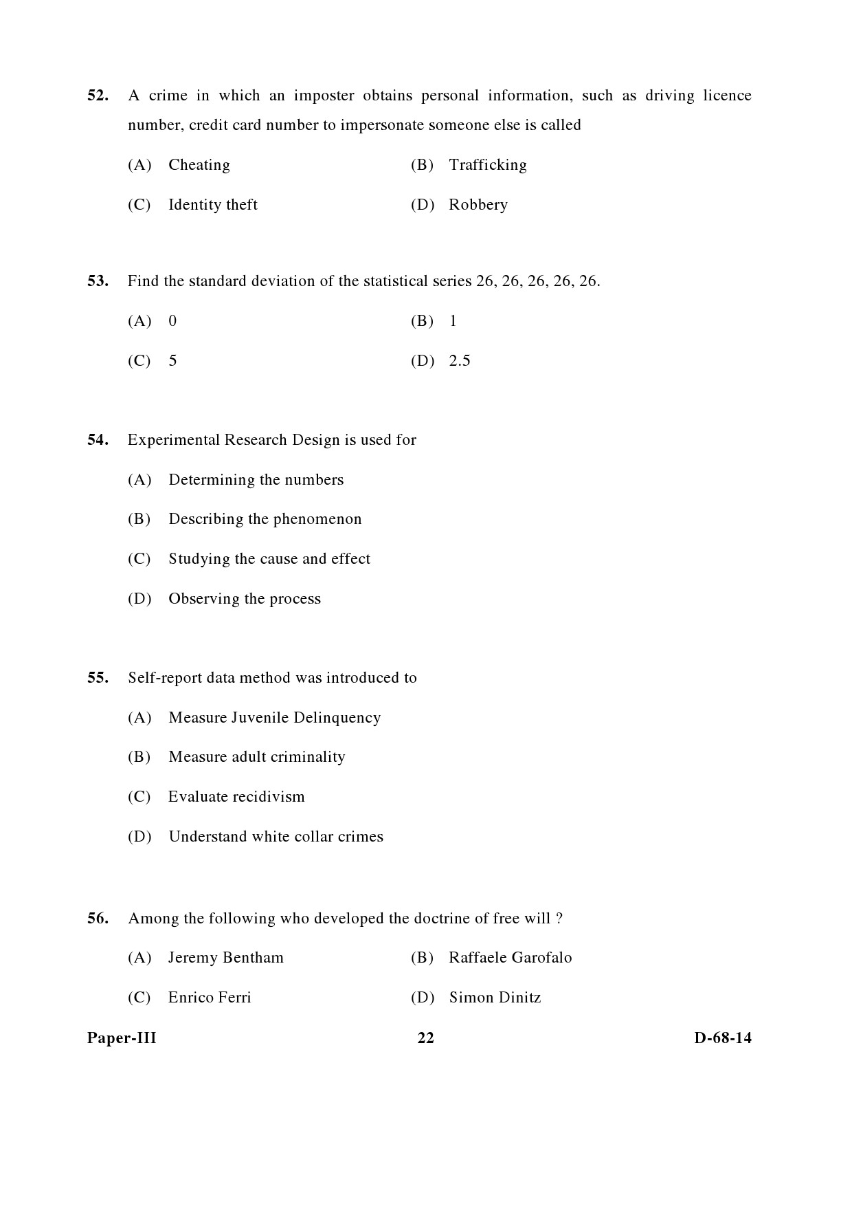 UGC NET Criminology Question Paper III December 2014 22