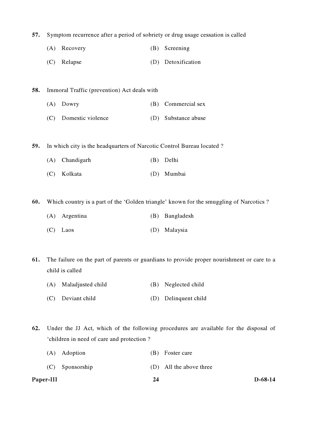 UGC NET Criminology Question Paper III December 2014 24