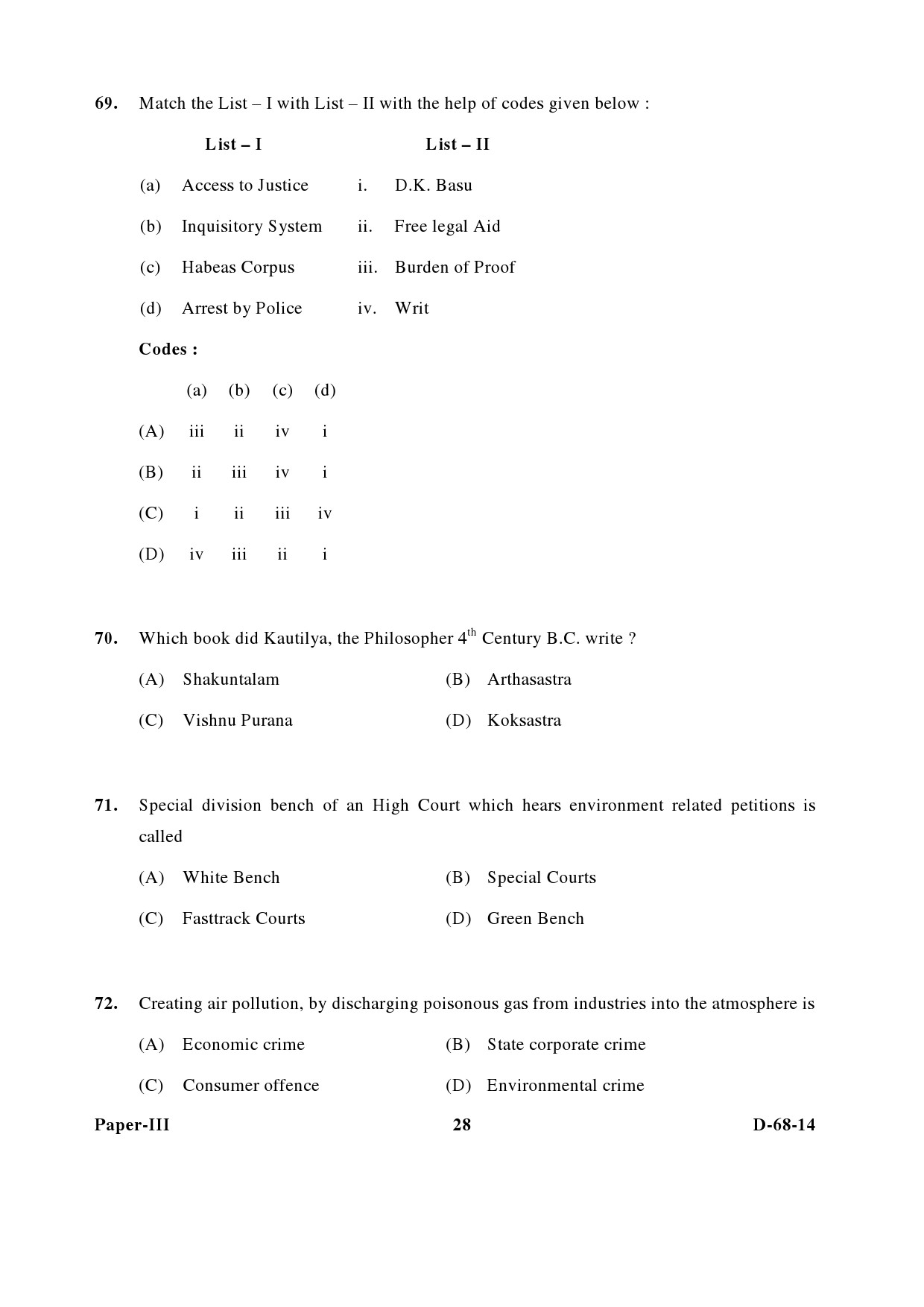 UGC NET Criminology Question Paper III December 2014 28